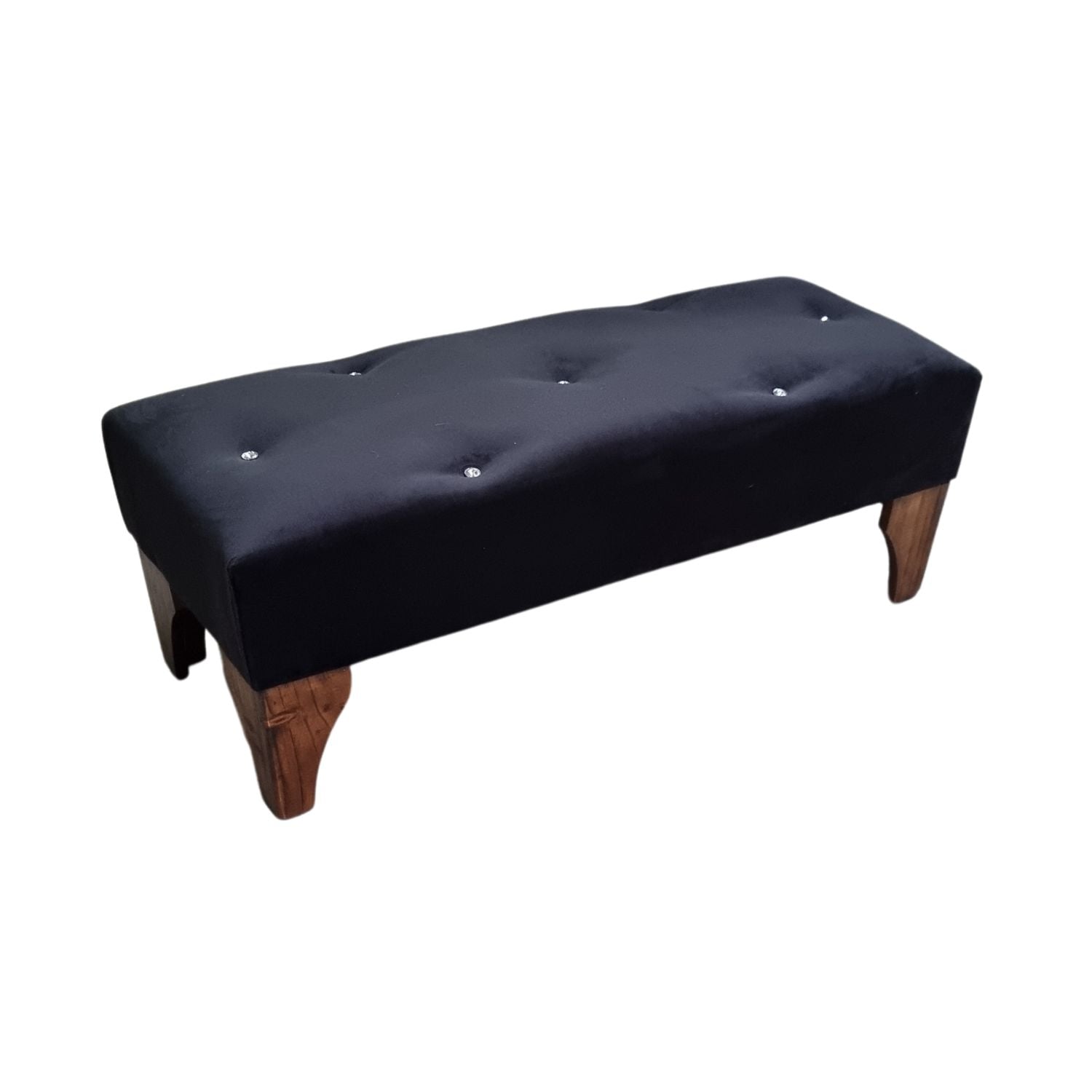 BANQUETA MUEBLES RIMAR BOTONE NEGRO FELPA DIAMANTE - 2
