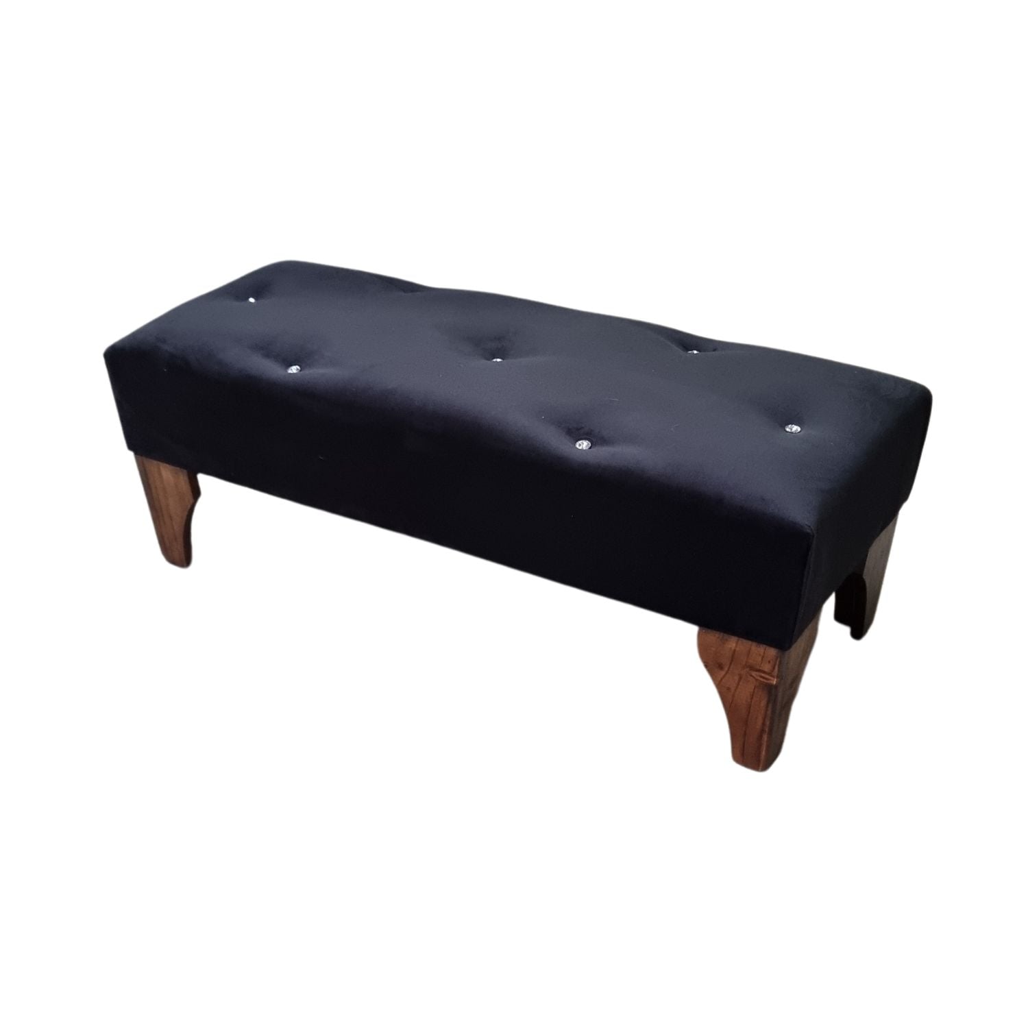 BANQUETA MUEBLES RIMAR BOTONE NEGRO FELPA DIAMANTE - 3