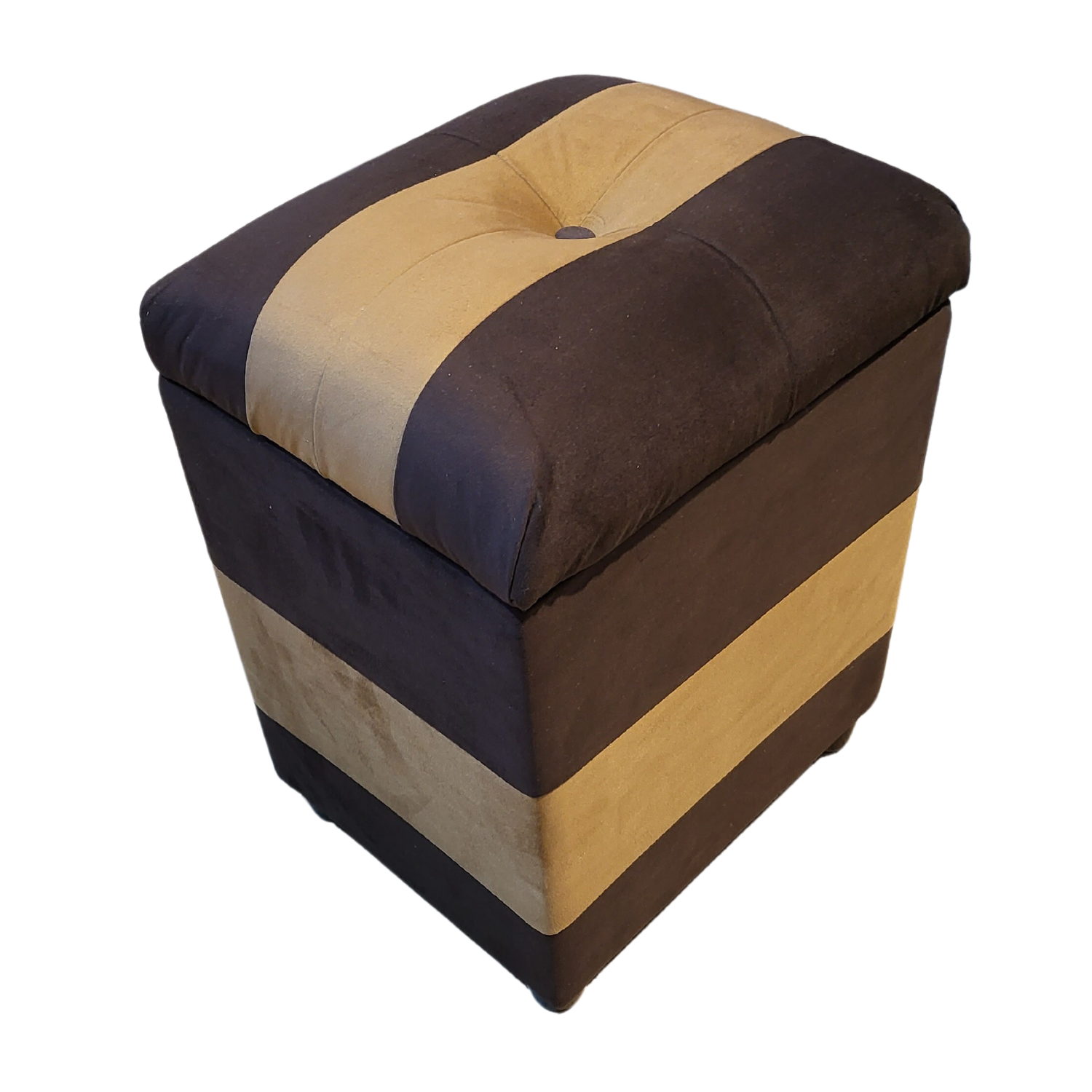 POUF MUEBLES RIMAR MULTICOLOR BAUL CAFÉ BEIGE BICOLOR FELPA - 2