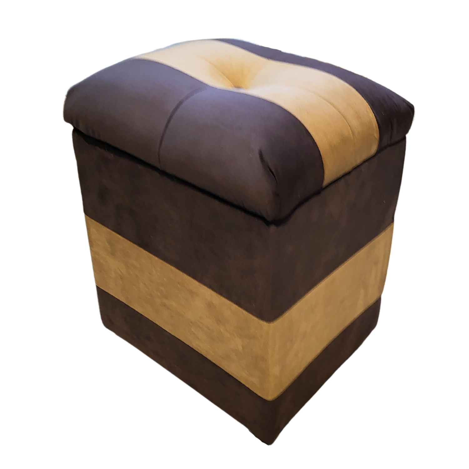 POUF MUEBLES RIMAR MULTICOLOR BAUL CAFÉ BEIGE BICOLOR FELPA - 3