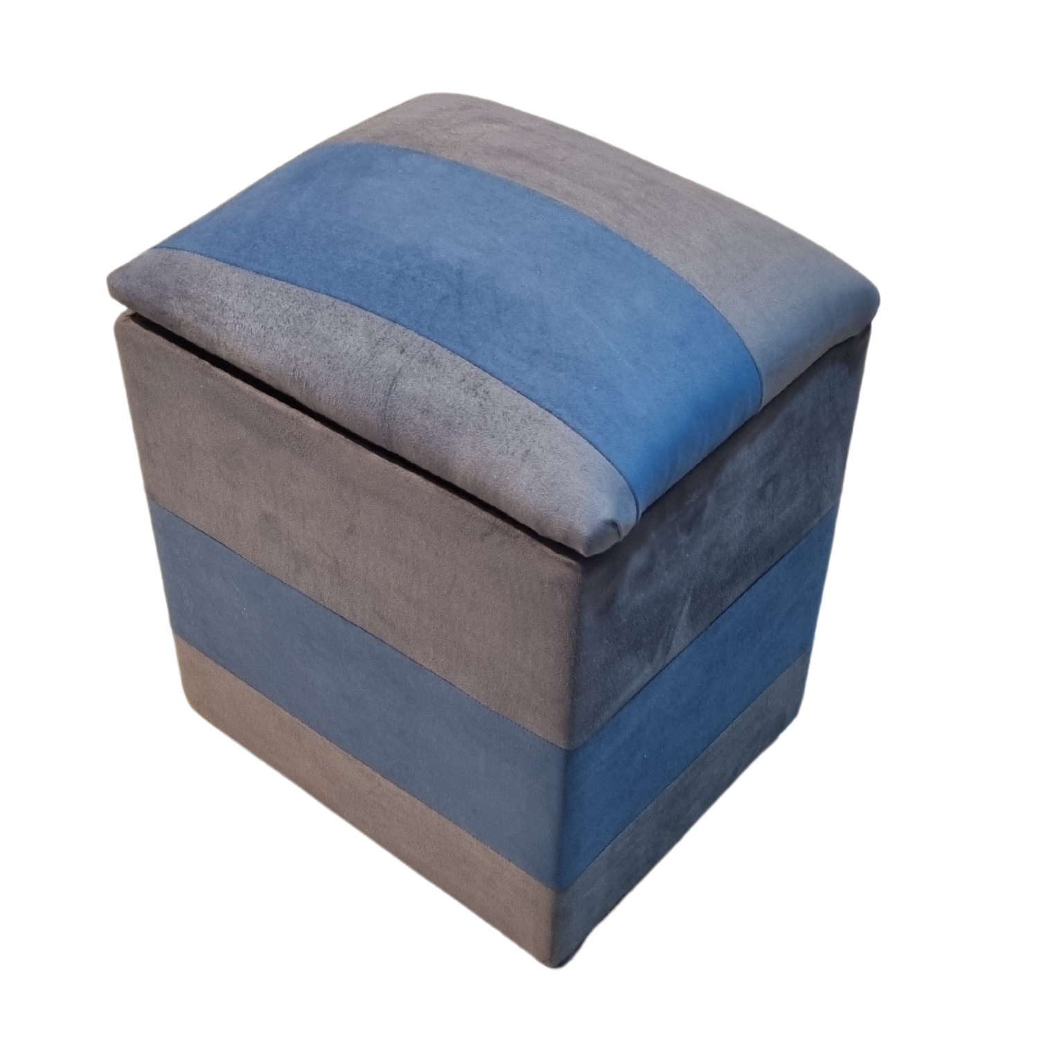 POUF MUEBLES RIMAR FELPA MULTICOLOR BAUL GRIS AZUL BICOLOR - 3