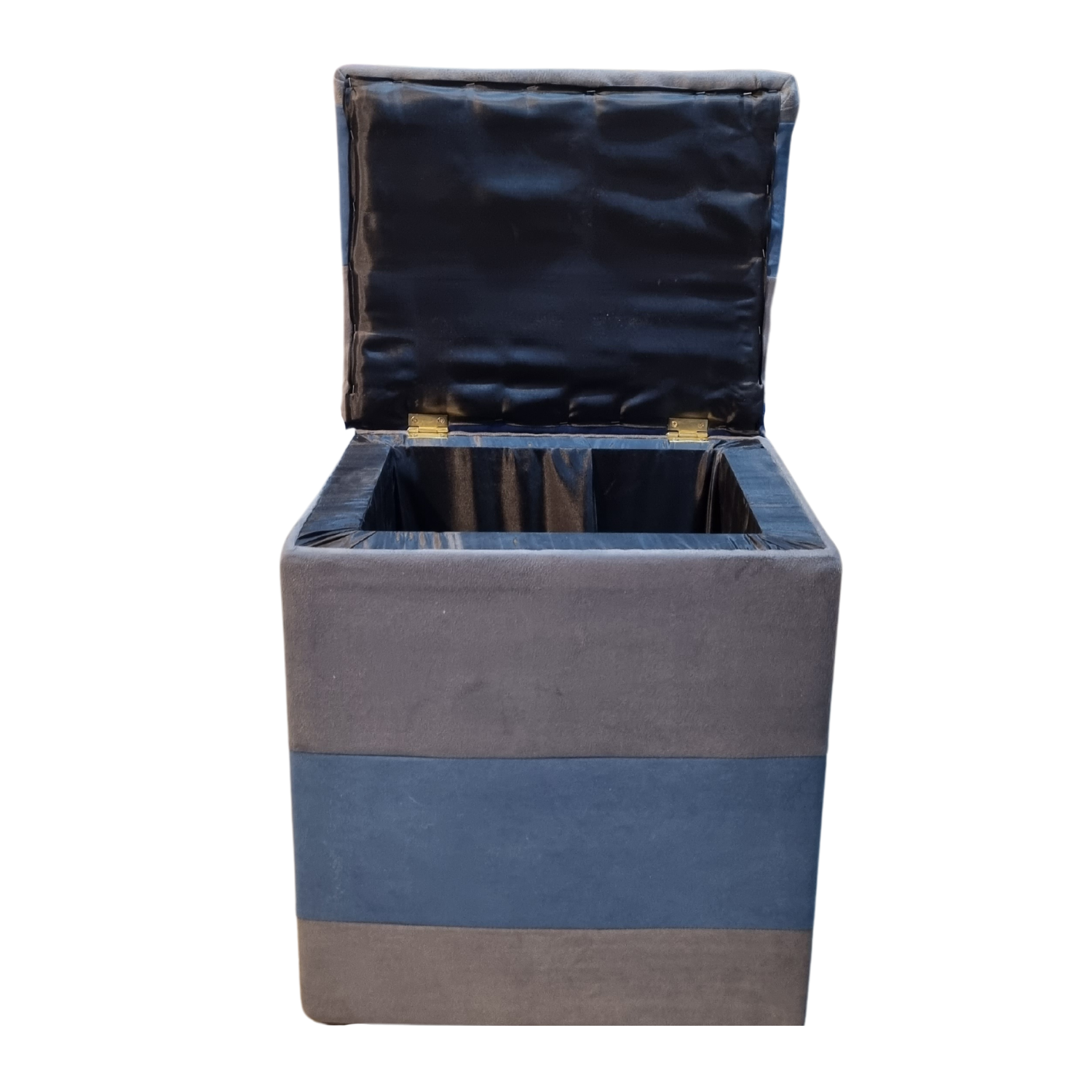 POUF MUEBLES RIMAR FELPA MULTICOLOR BAUL GRIS AZUL BICOLOR - 4
