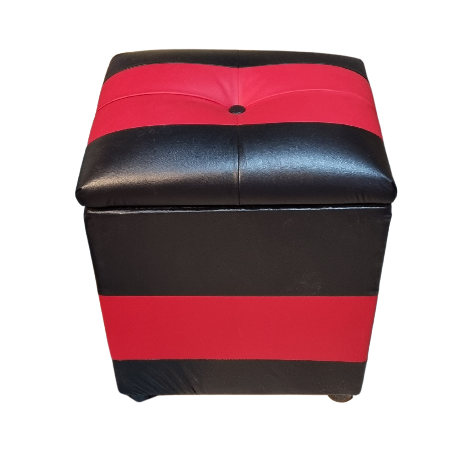 POUF MUEBLES RIMAR MULTICOLOR BAUL NEGRO ROJO ECO CUERO - 1