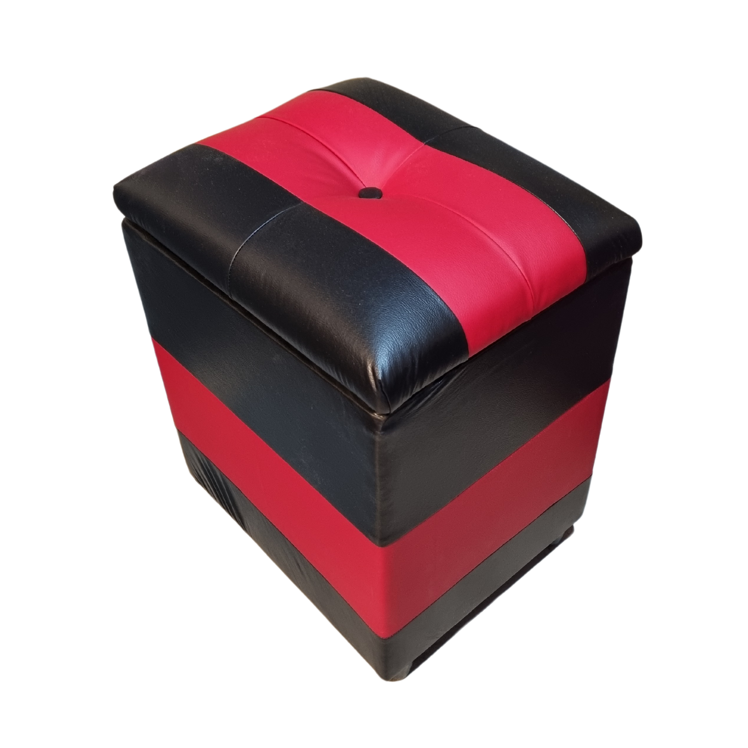 POUF MUEBLES RIMAR MULTICOLOR BAUL NEGRO ROJO ECO CUERO - 2