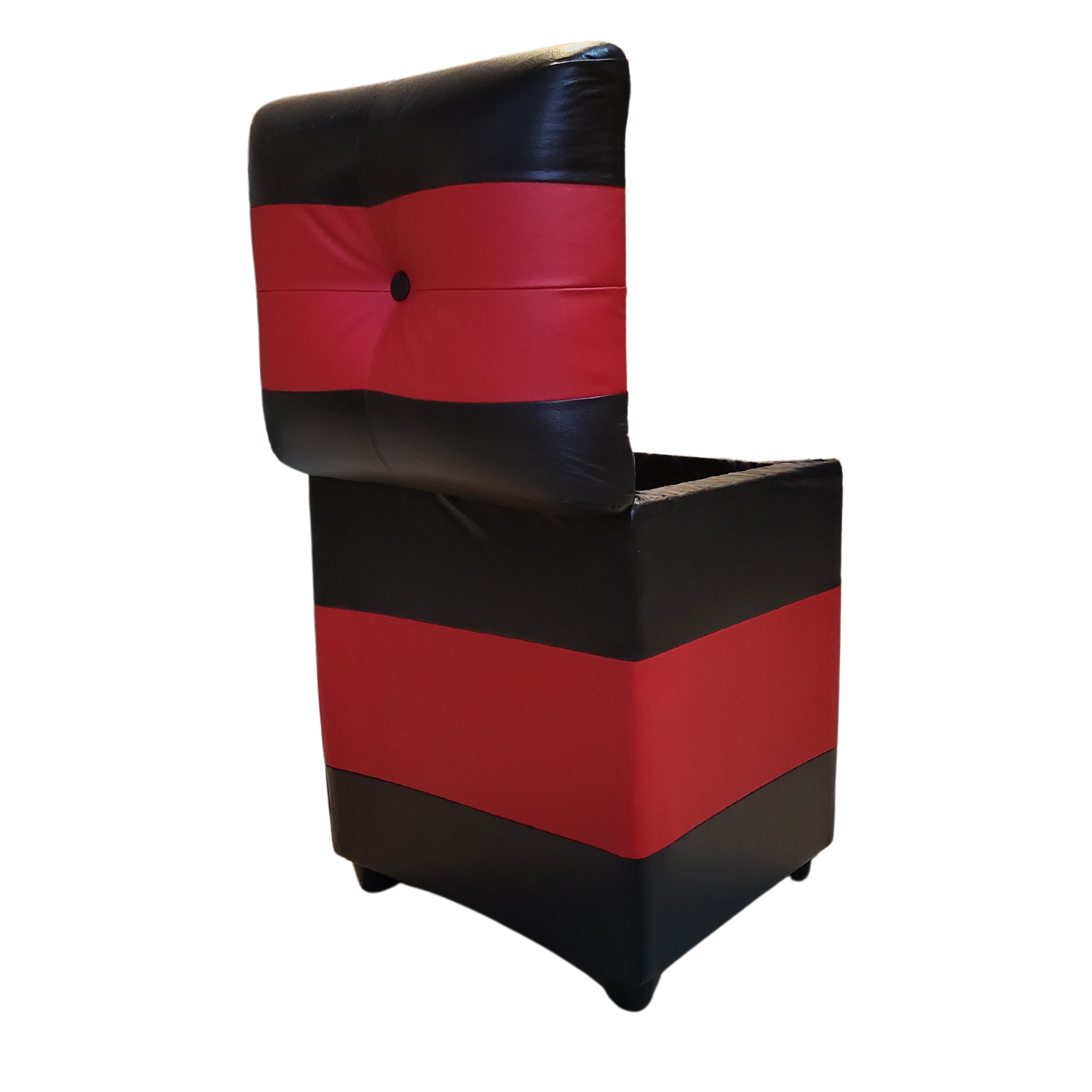 POUF MUEBLES RIMAR MULTICOLOR BAUL NEGRO ROJO ECO CUERO - 4