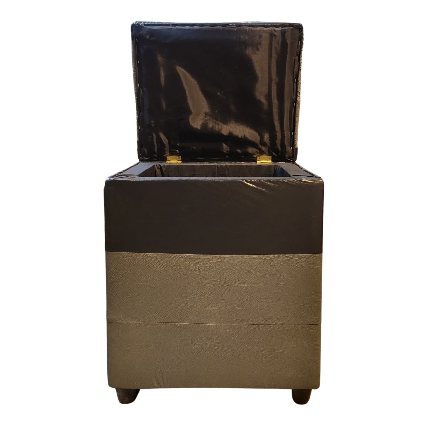 POUF MUEBLES RIMAR MULTICOLOR BAUL NEGRO GRIS ECO CUERO - 5