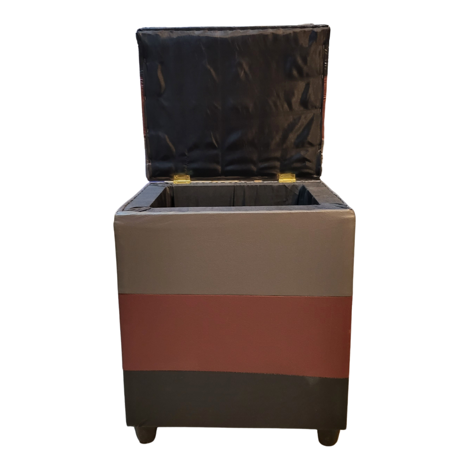 POUF MUEBLES RIMAR MULTICOLOR BAUL NEGRO GRIS VINO ECO CUERO - 4