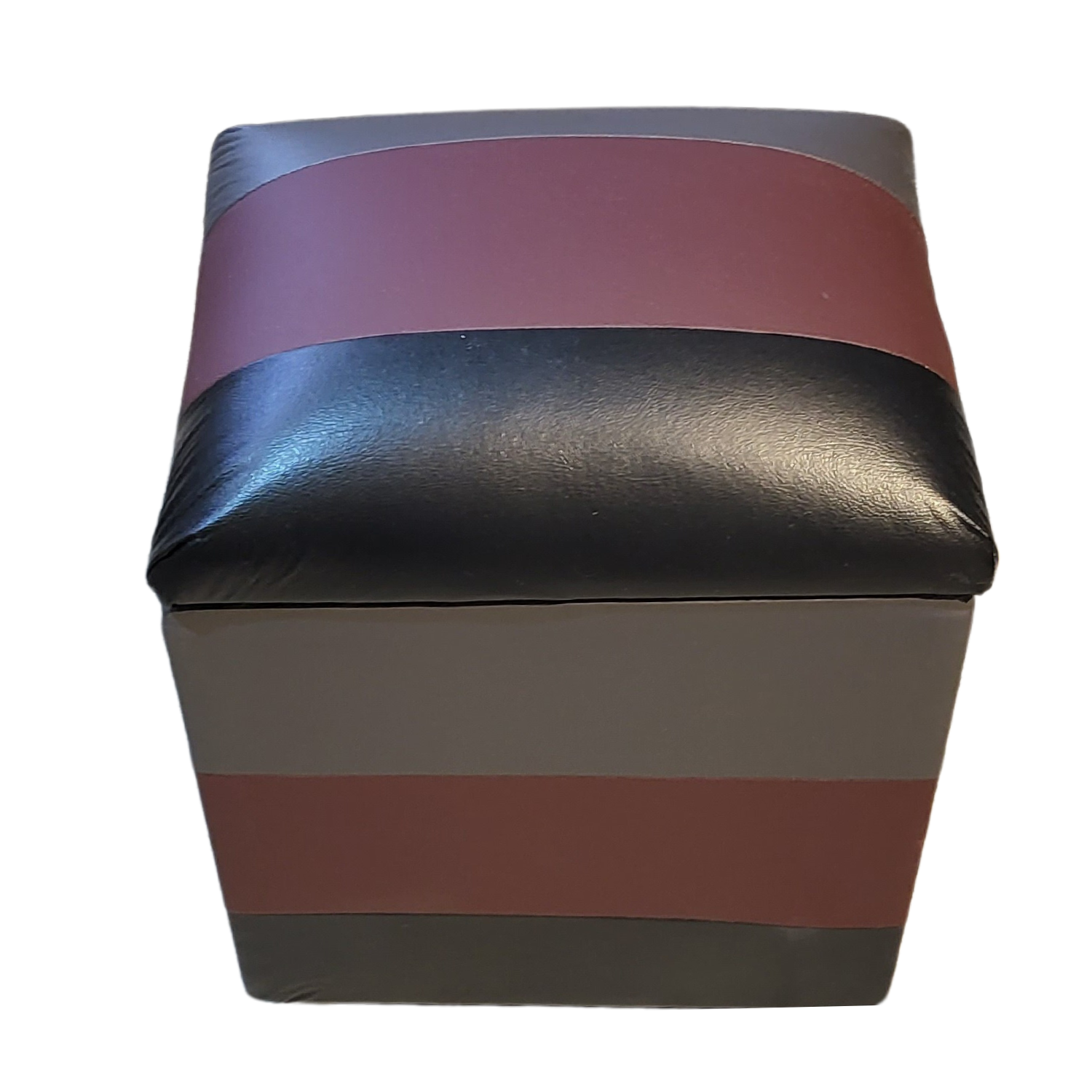 POUF MUEBLES RIMAR MULTICOLOR BAUL NEGRO GRIS VINO ECO CUERO - 5