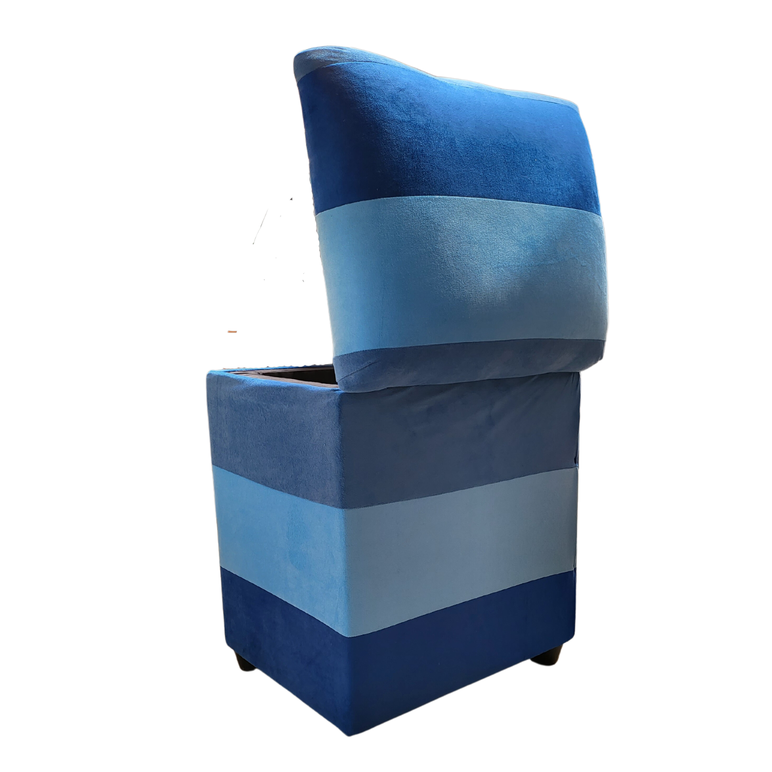 POUF MUEBLES RIMAR FELPA AZUL BAUL ES BICOLOR - 5
