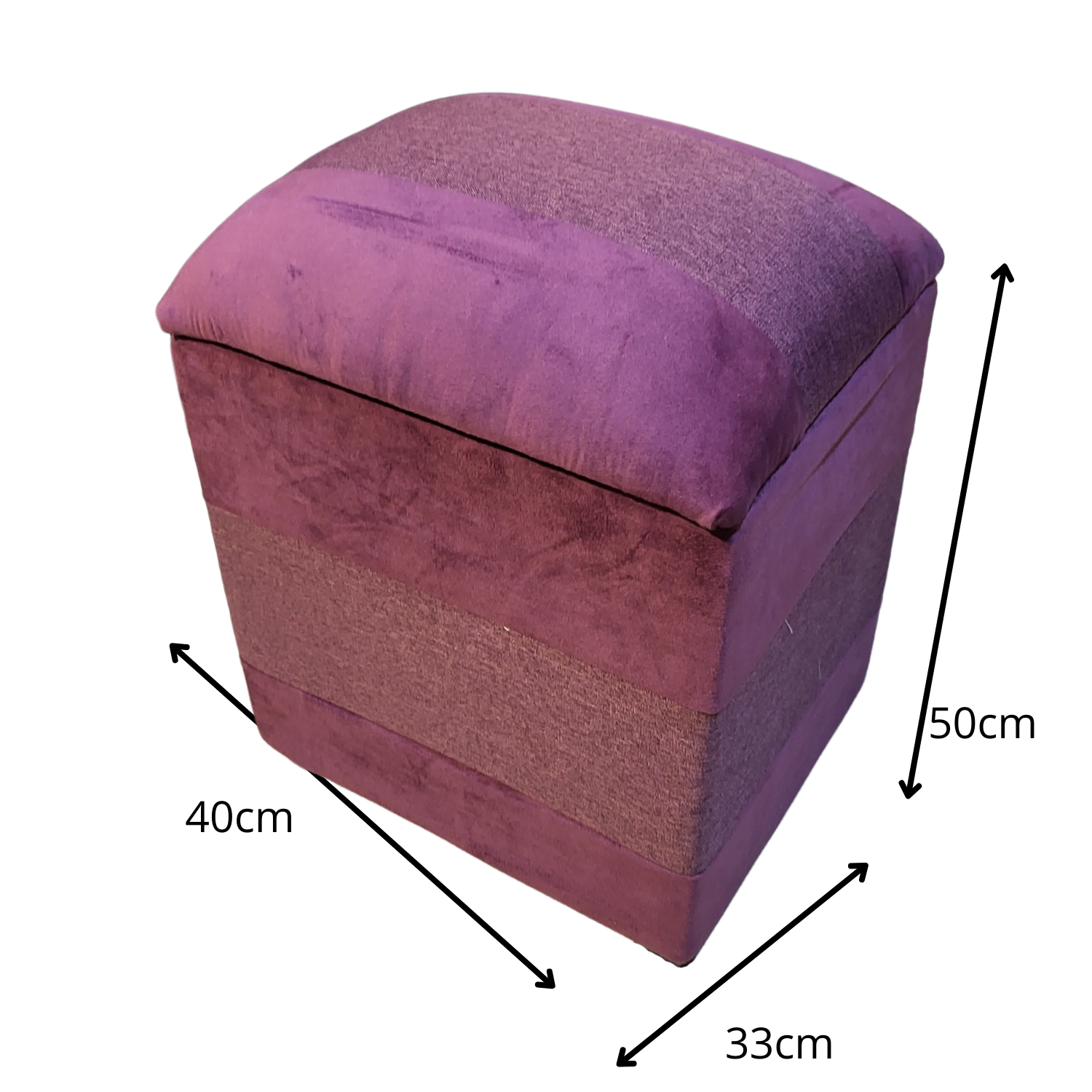 POUF MUEBLES RIMAR FELPA MORADO BAUL LINO - 3