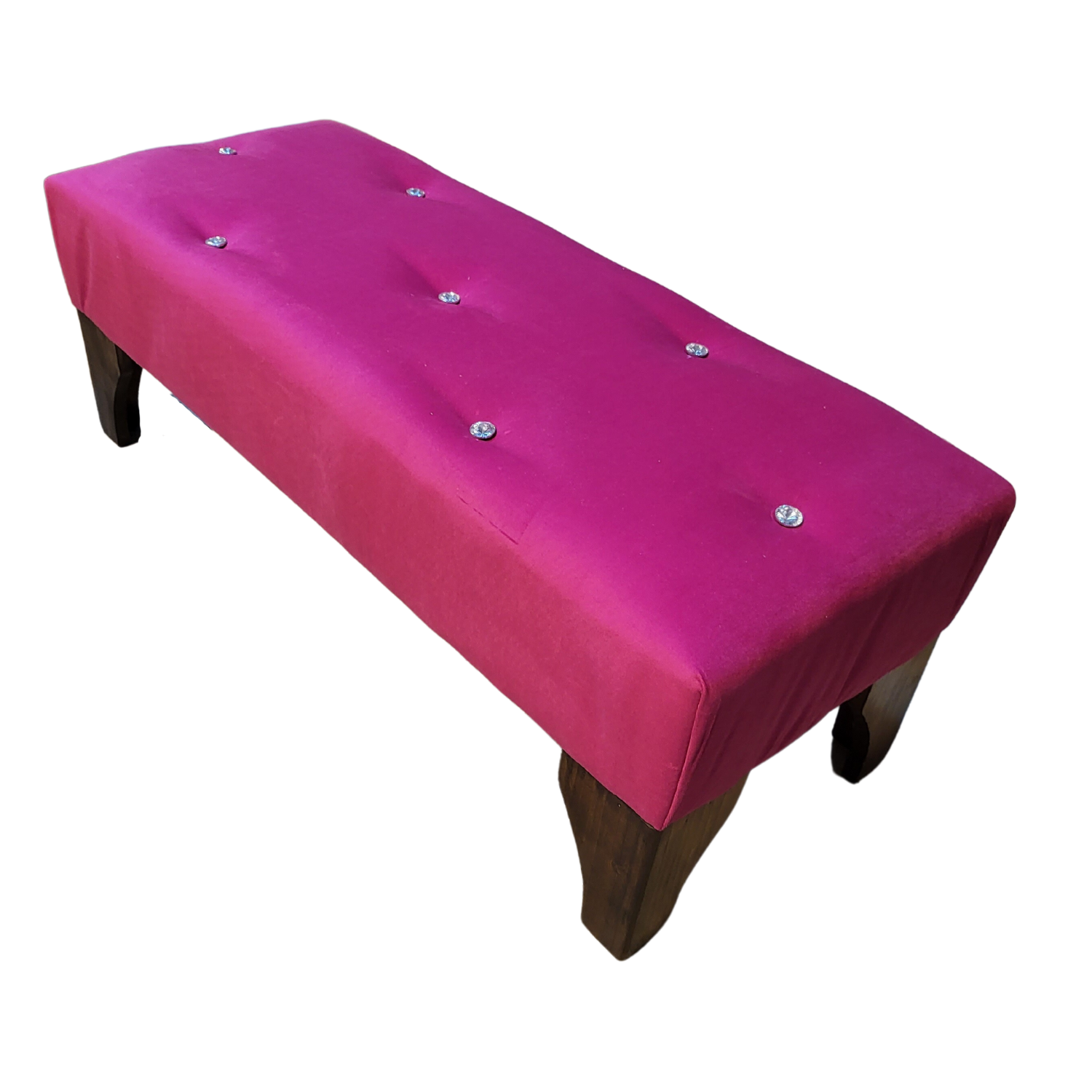 BANQUETA MUEBLES RIMAR FUCSIA BOTONE FELPA 100X40X40 - 3
