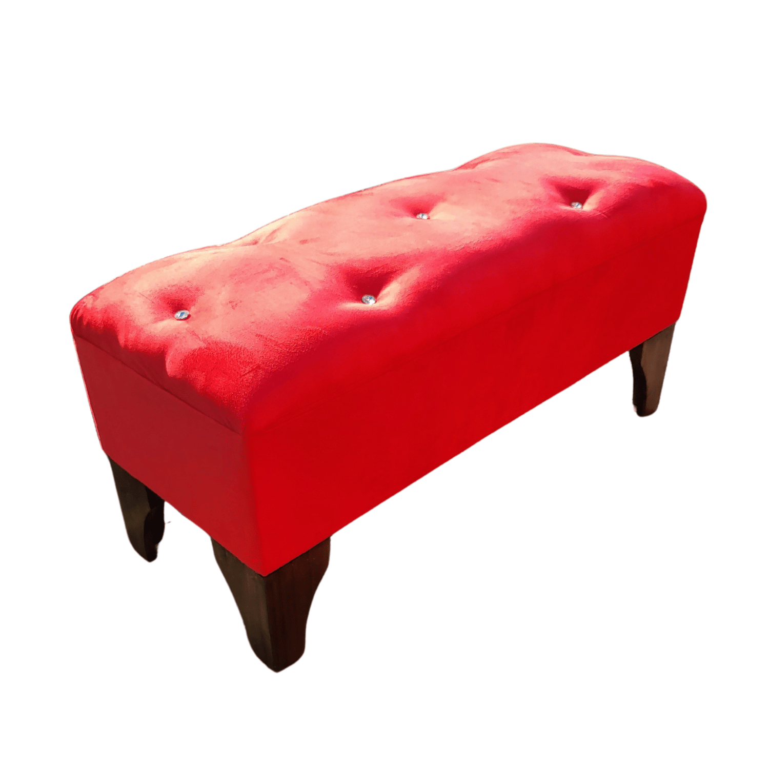 BANQUETA MUEBLES RIMAR BOTON DIAMANTE ROJO FELPA 100X40X40 - 2