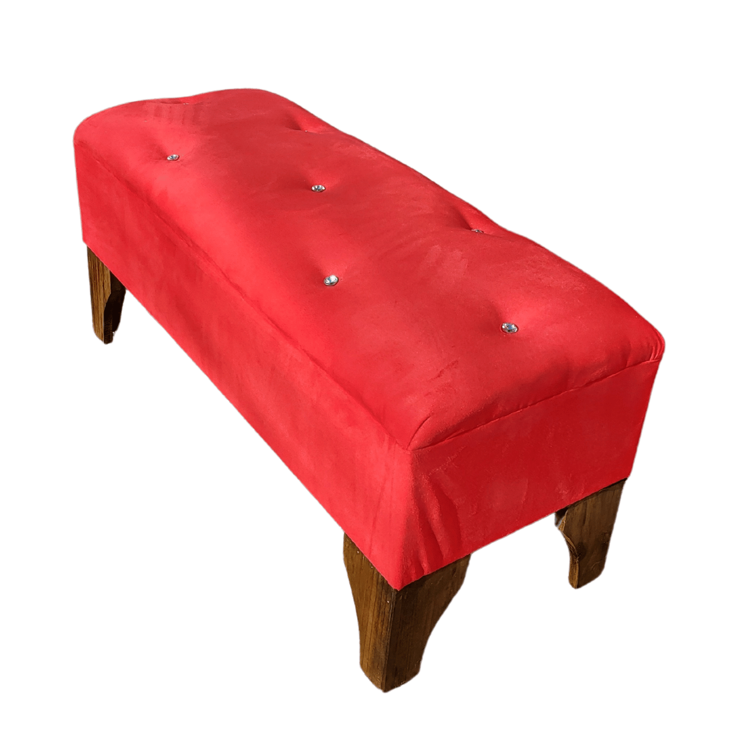BANQUETA MUEBLES RIMAR BOTON DIAMANTE ROJO FELPA 100X40X40 - 3
