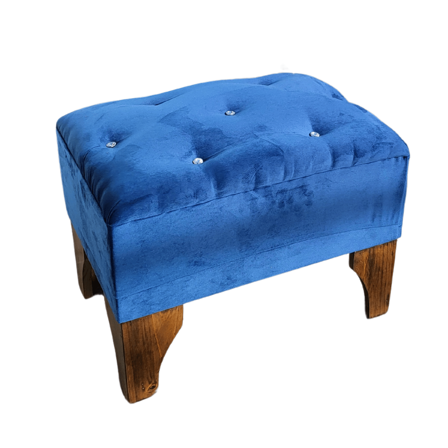 BANQUETA MUEBLES RIMAR BOTON DIAMANTE AZUL MARINO FELPA 60X40X40 - 2