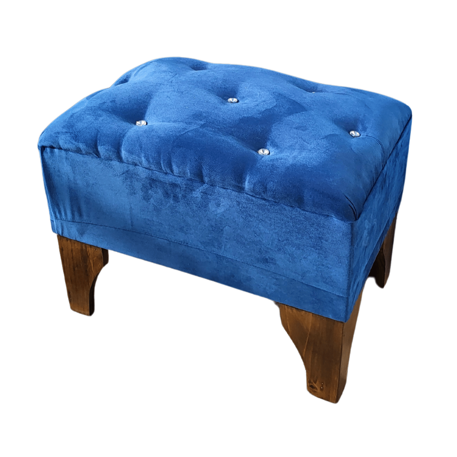 BANQUETA MUEBLES RIMAR BOTON DIAMANTE AZUL MARINO FELPA 60X40X40 - 3