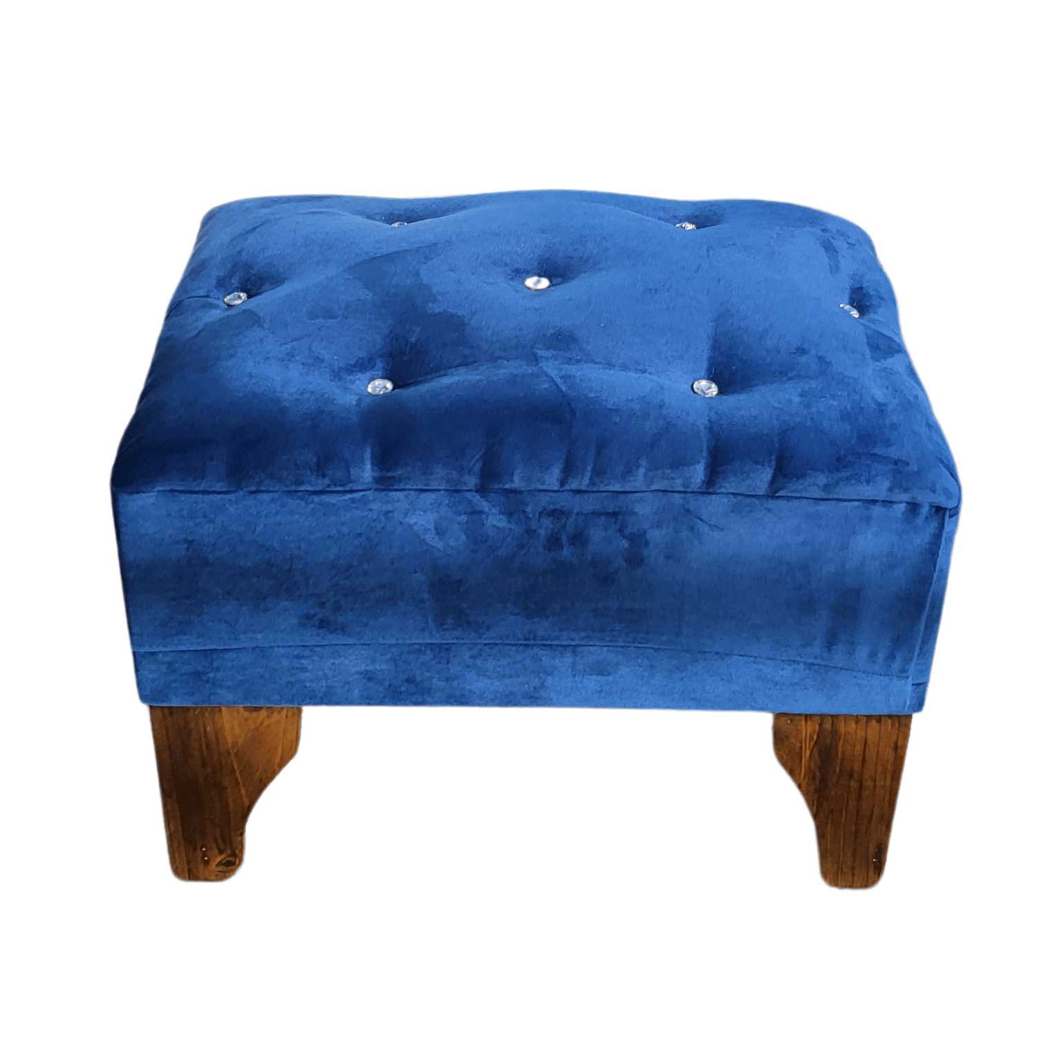 BANQUETA MUEBLES RIMAR BOTON DIAMANTE AZUL MARINO FELPA 60X40X40 - 4