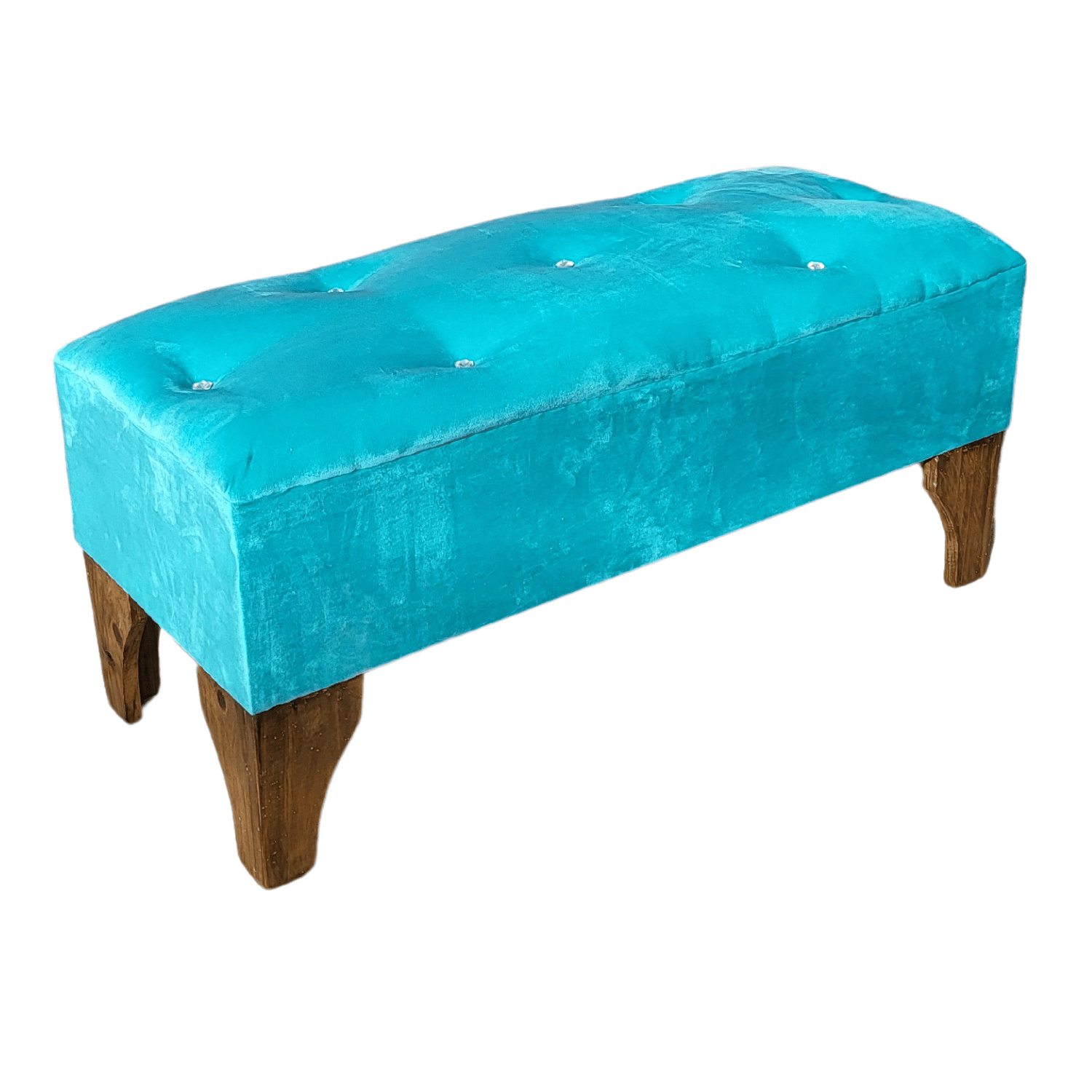 BANQUETA MUEBLES RIMAR BOTON DIAMANTE TURQUESA FELPA 100X40X40 - 2