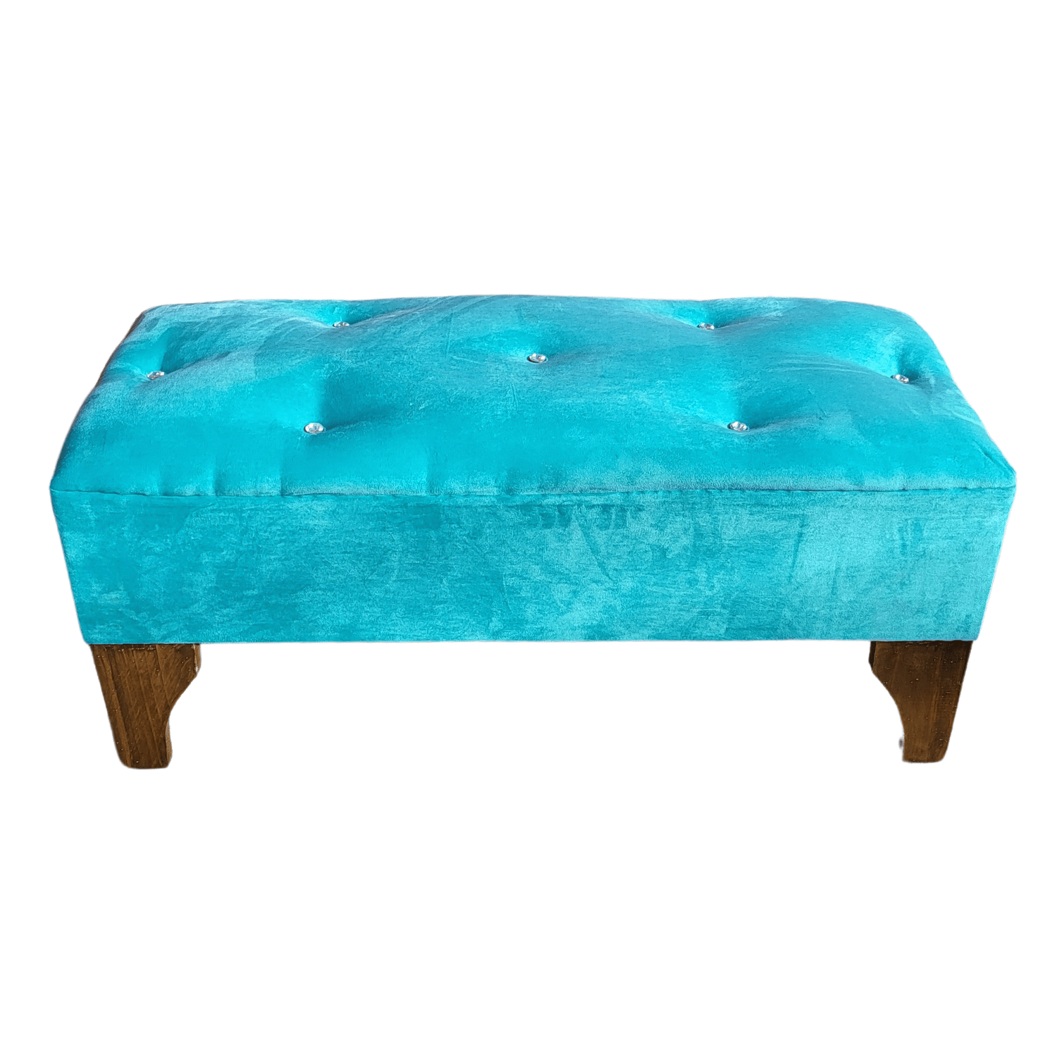 BANQUETA MUEBLES RIMAR BOTON DIAMANTE TURQUESA FELPA 100X40X40 - 4