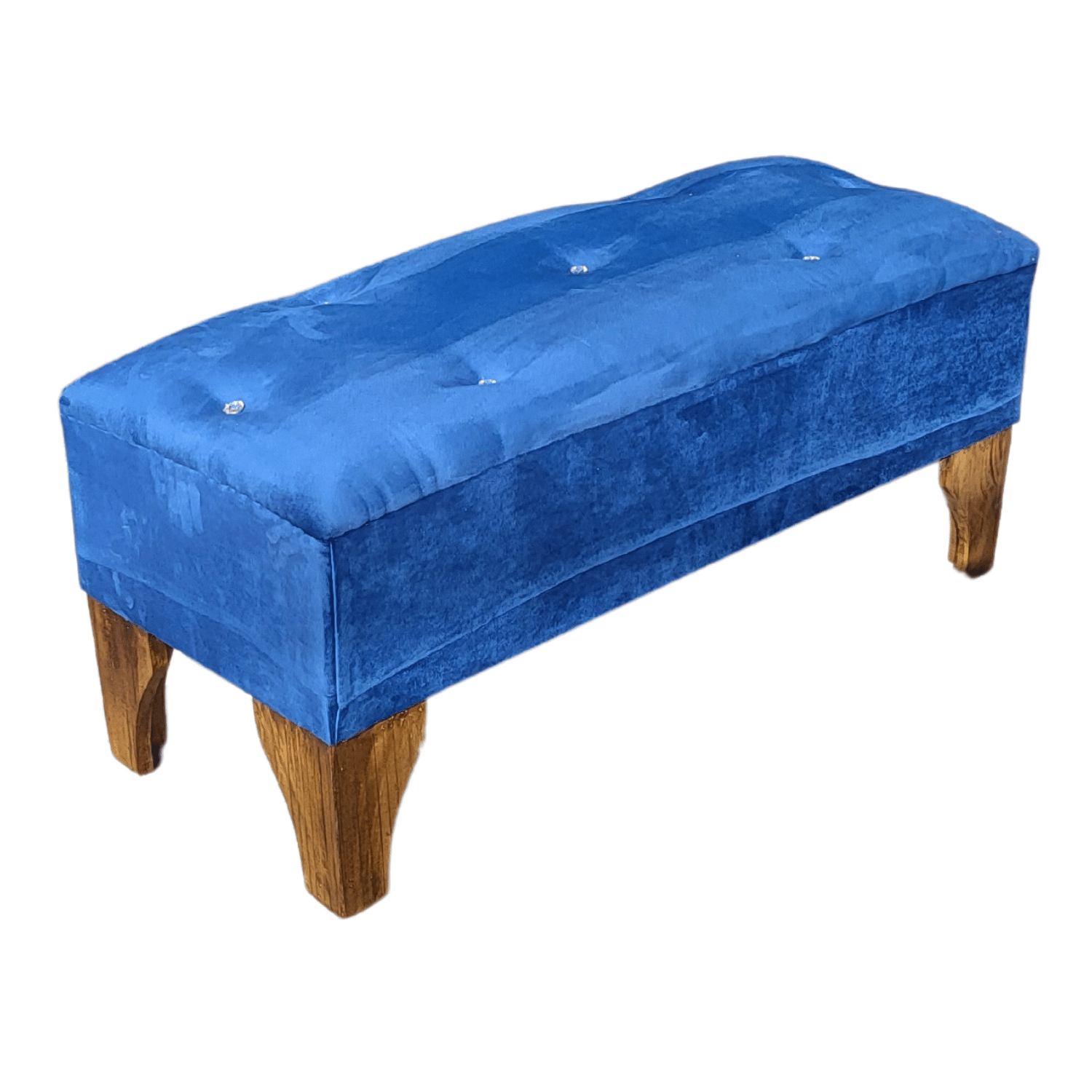 BANQUETA MUEBLES RIMAR BOTON DIAMANTE AZUL MARINO FELPA 100X40X40 - 2