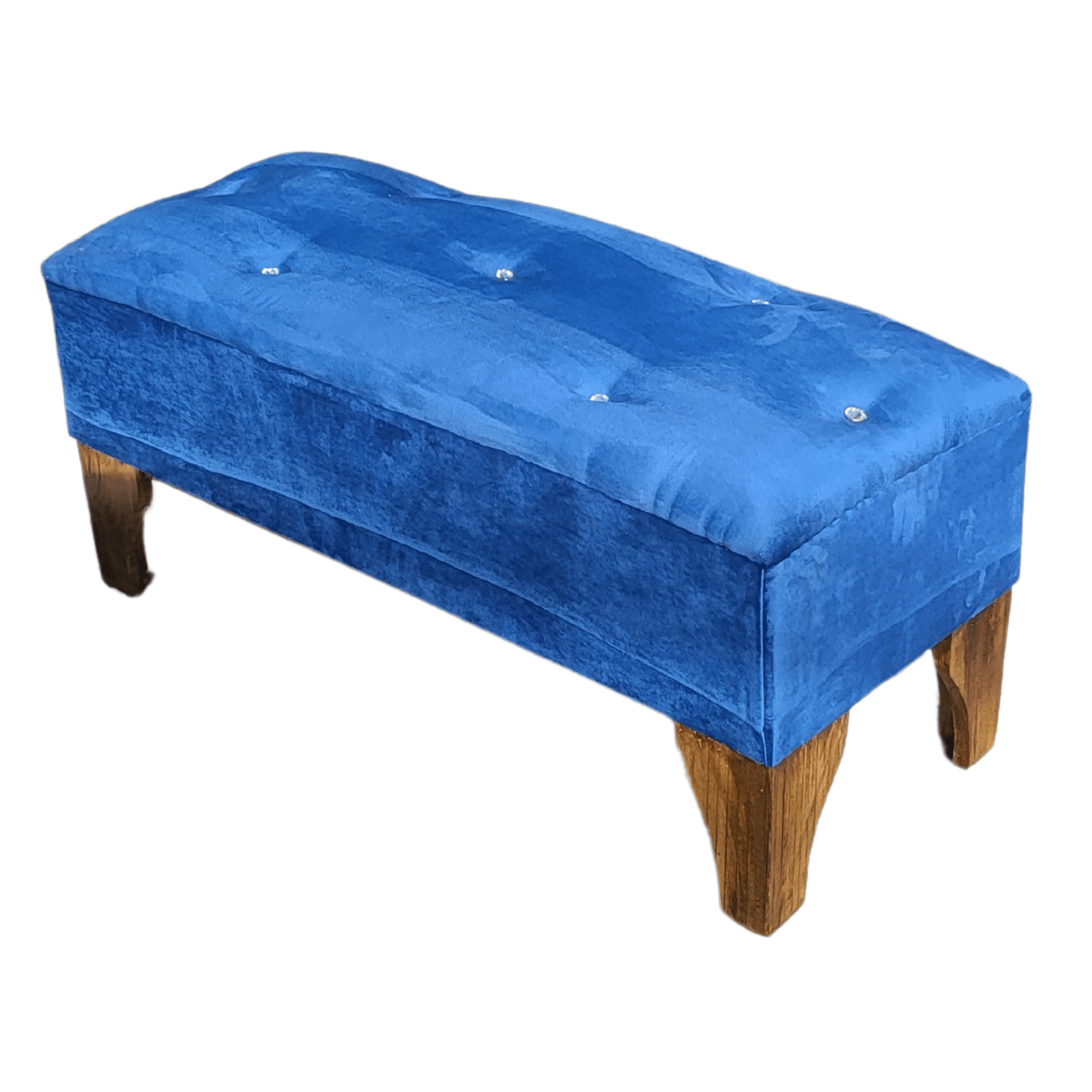 BANQUETA MUEBLES RIMAR BOTON DIAMANTE AZUL MARINO FELPA 100X40X40 - 3