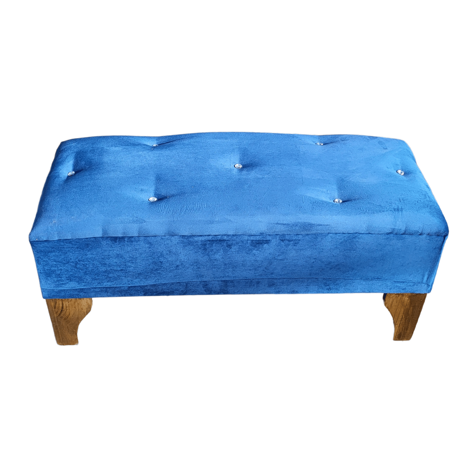 BANQUETA MUEBLES RIMAR BOTON DIAMANTE AZUL MARINO FELPA 100X40X40 - 4
