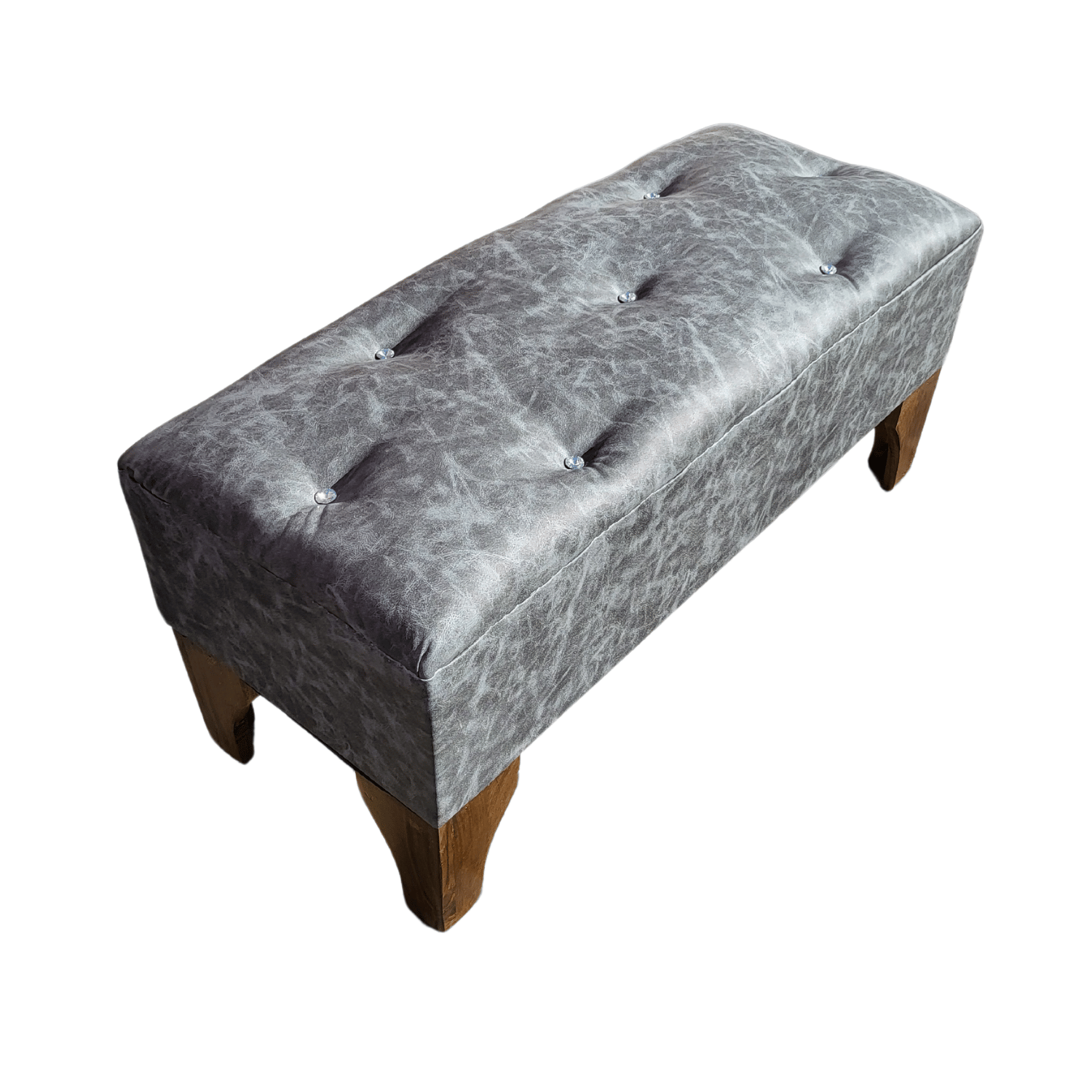 BANQUETA MUEBLES RIMAR BOTON DIAMANTE GRIS ECO CUERO 100X40X40 - 2