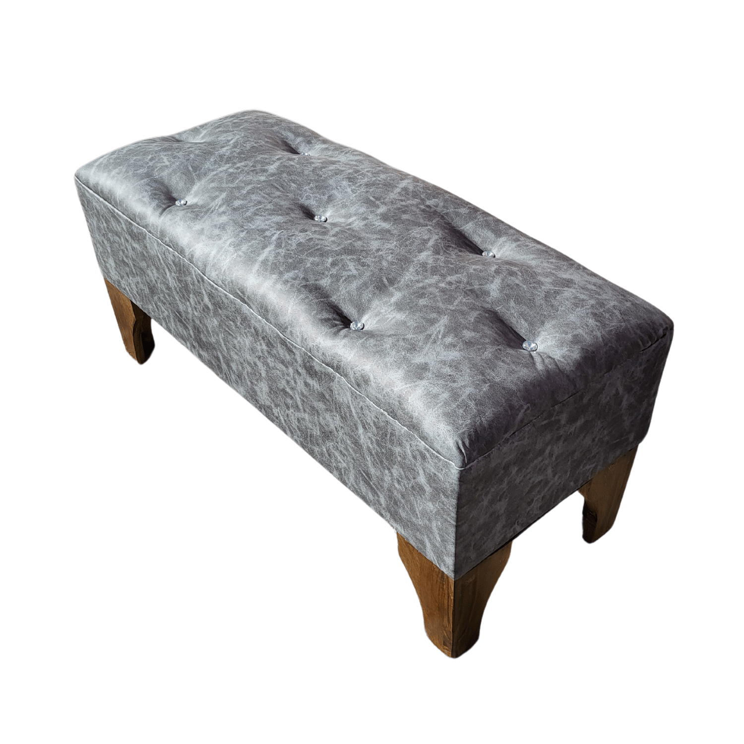 BANQUETA MUEBLES RIMAR BOTON DIAMANTE GRIS ECO CUERO 100X40X40 - 3
