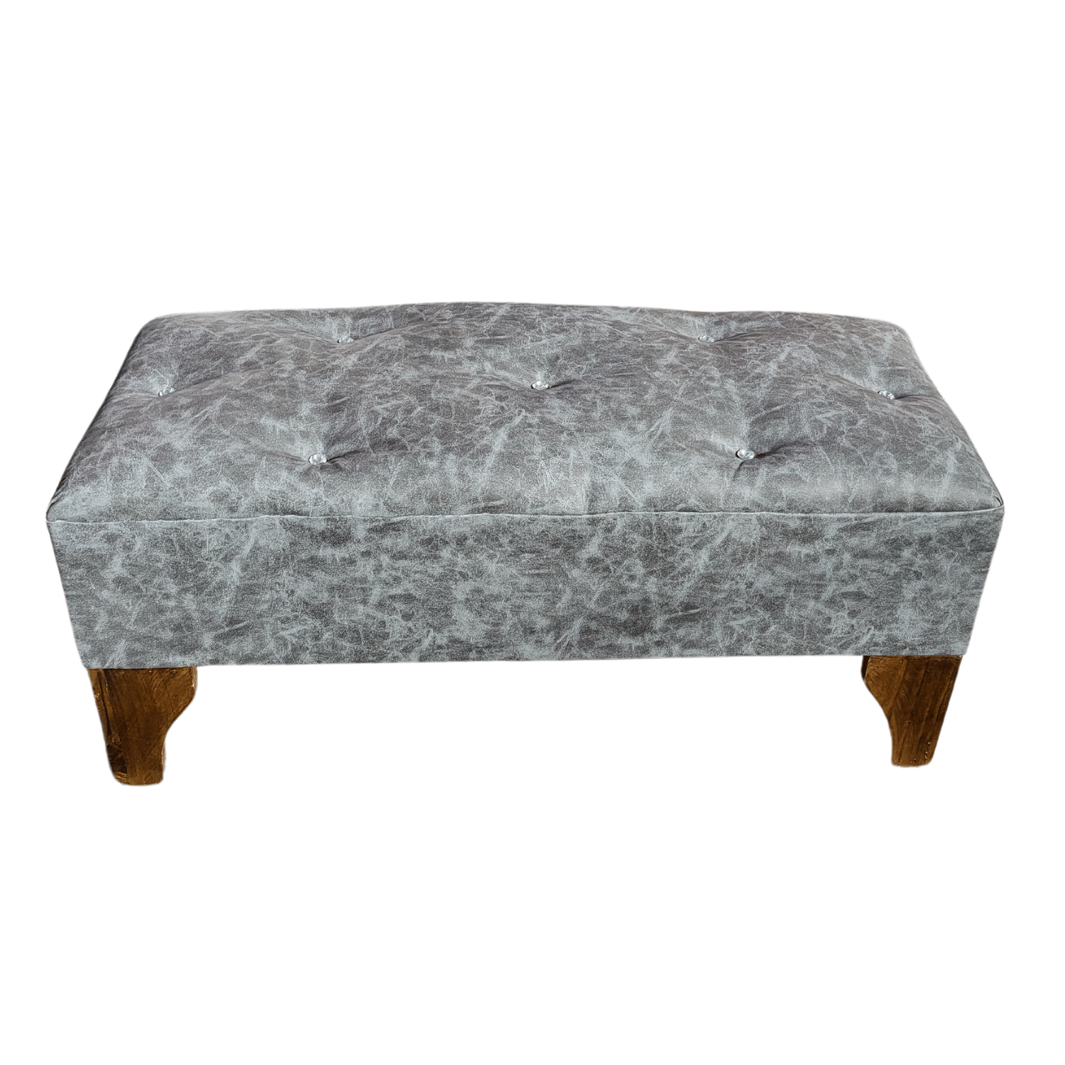 BANQUETA MUEBLES RIMAR BOTON DIAMANTE GRIS ECO CUERO 100X40X40 - 4