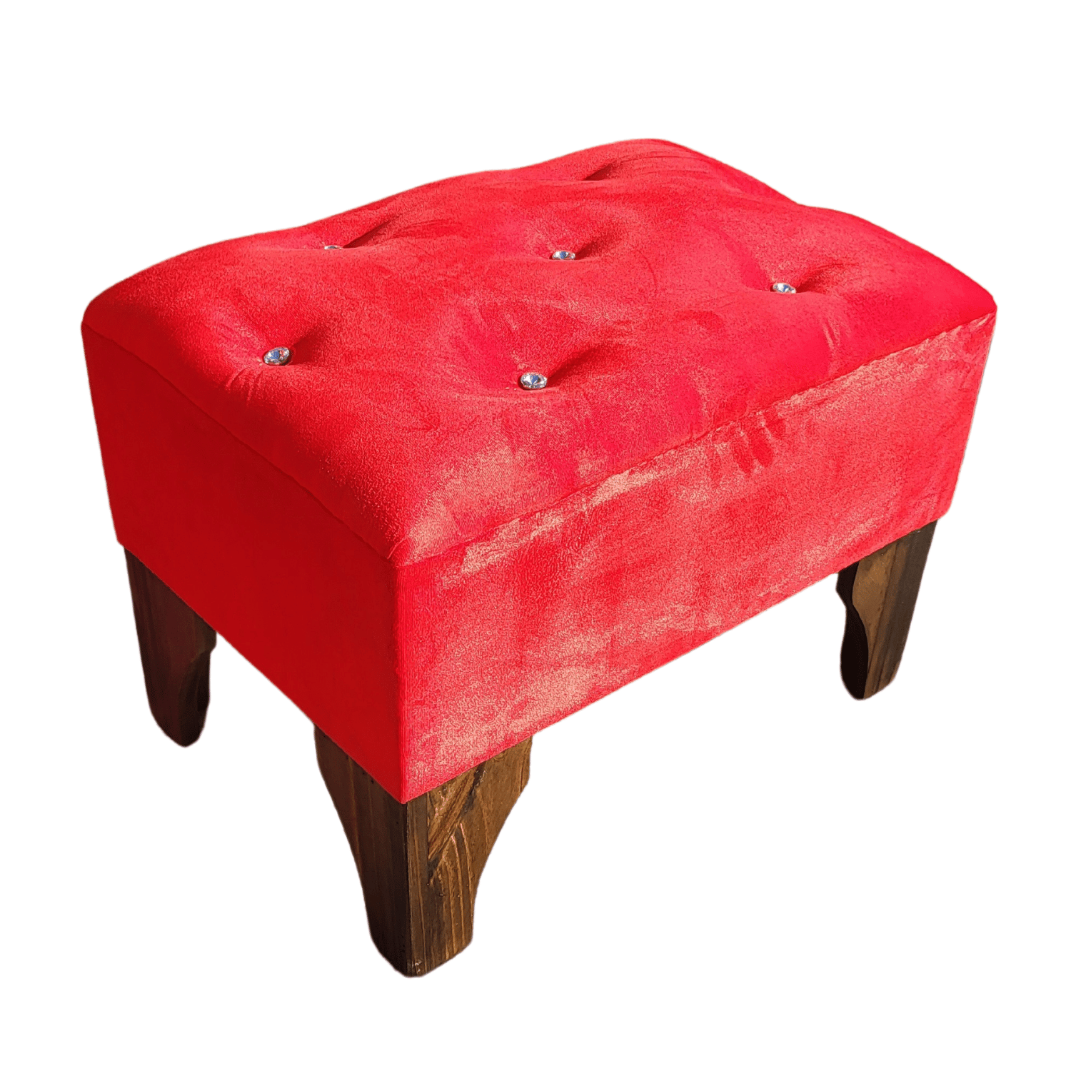BANQUETA MUEBLES RIMAR BOTON DIAMANTE ROJO FELPA 60X40X40 - 2