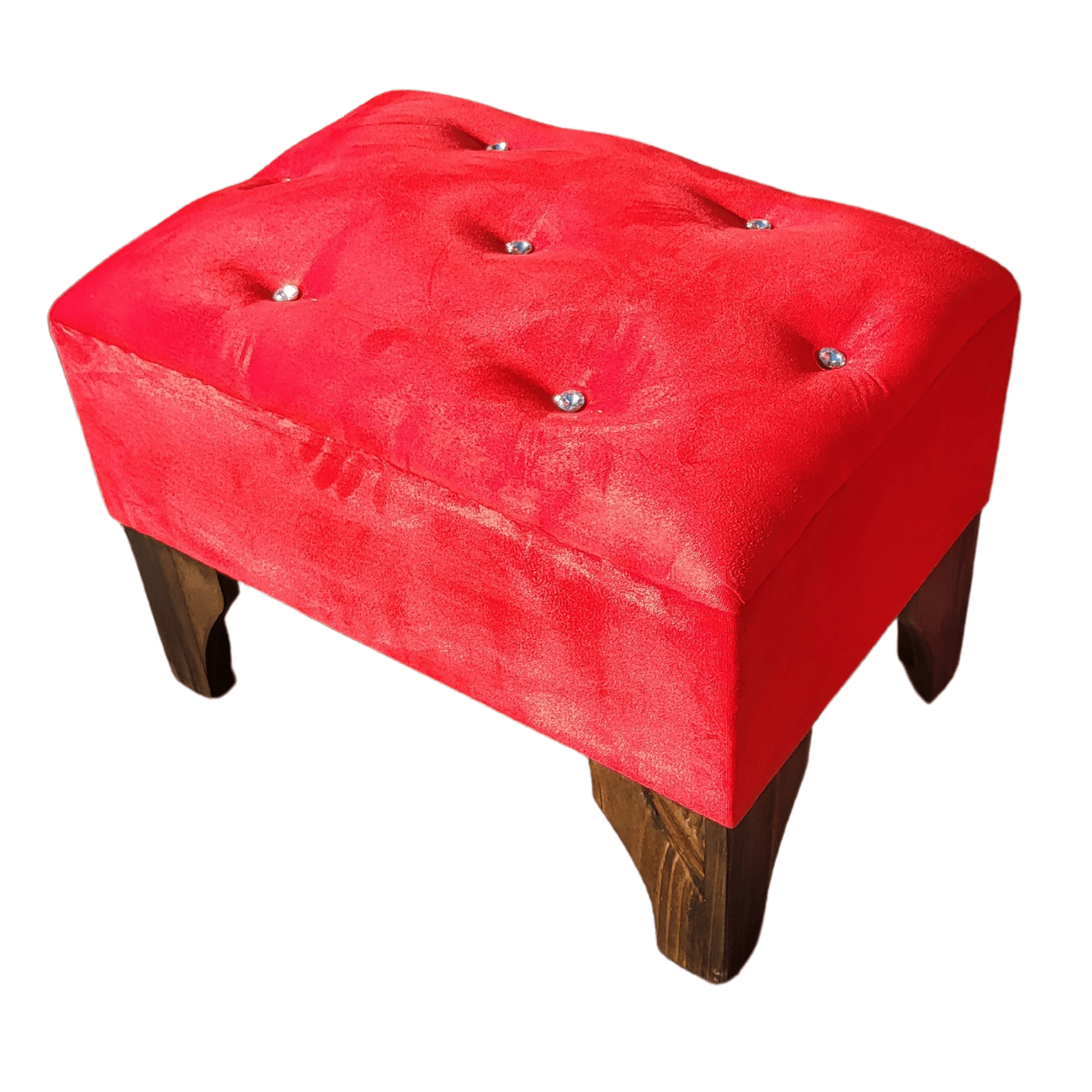 BANQUETA MUEBLES RIMAR BOTON DIAMANTE ROJO FELPA 60X40X40 - 3