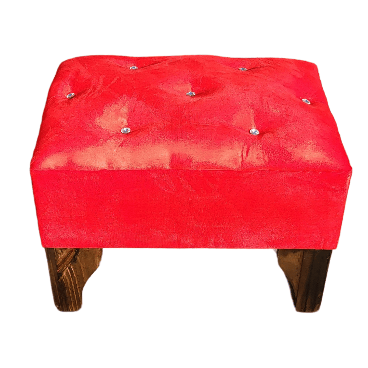BANQUETA MUEBLES RIMAR BOTON DIAMANTE ROJO FELPA 60X40X40 - 4