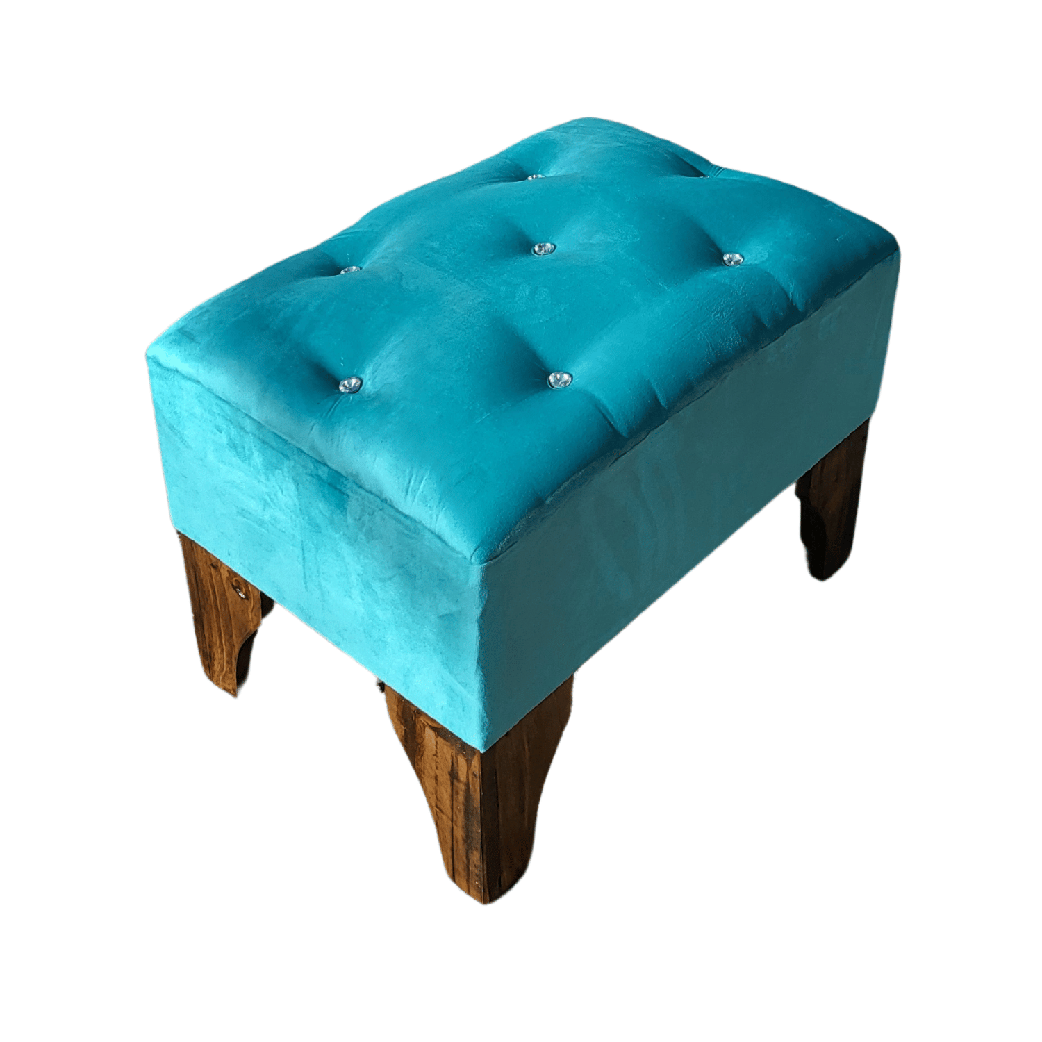 BANQUETA MUEBLES RIMAR BOTON DIAMANTE TURQUESA FELPA 60X40X40 - 2