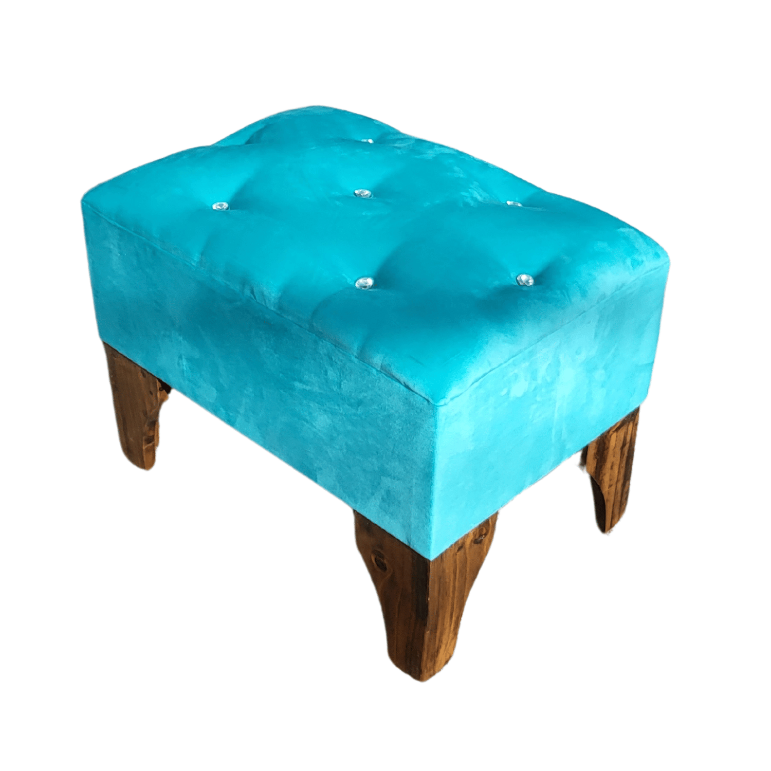 BANQUETA MUEBLES RIMAR BOTON DIAMANTE TURQUESA FELPA 60X40X40 - 4