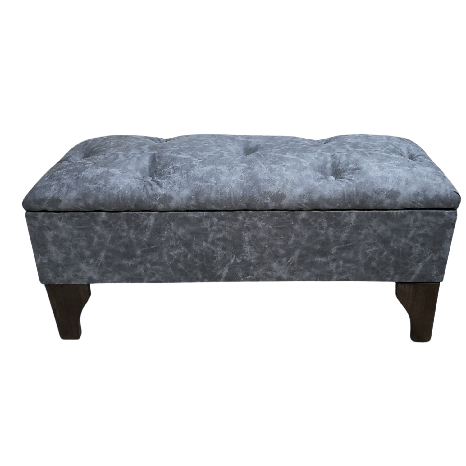 BANQUETA MUEBLES RIMAR BAUL BOTONE GRIS MARMOLEADO ECO CUERO 105X40X45X20 - 1