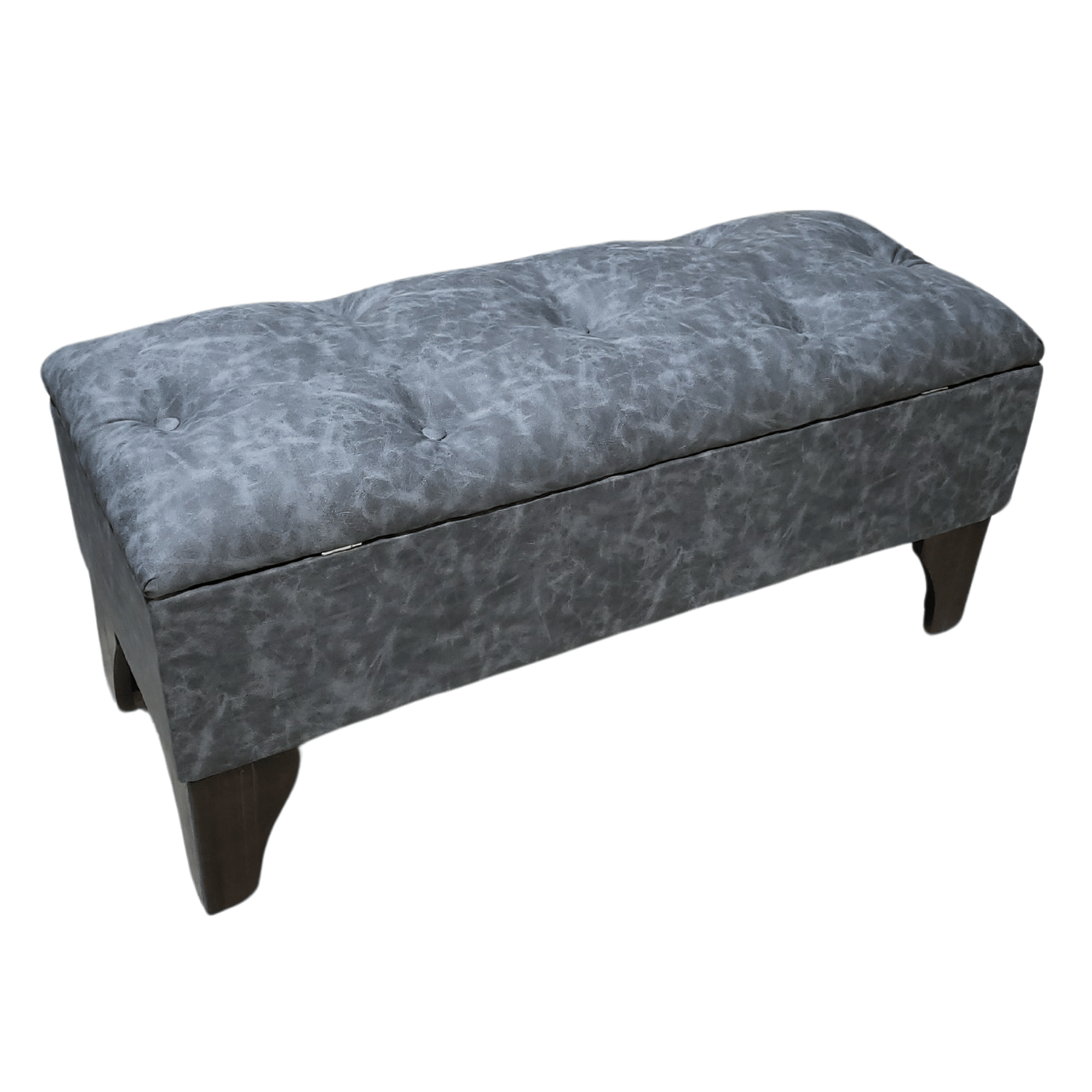 BANQUETA MUEBLES RIMAR BAUL BOTONE GRIS MARMOLEADO ECO CUERO 105X40X45X20 - 2