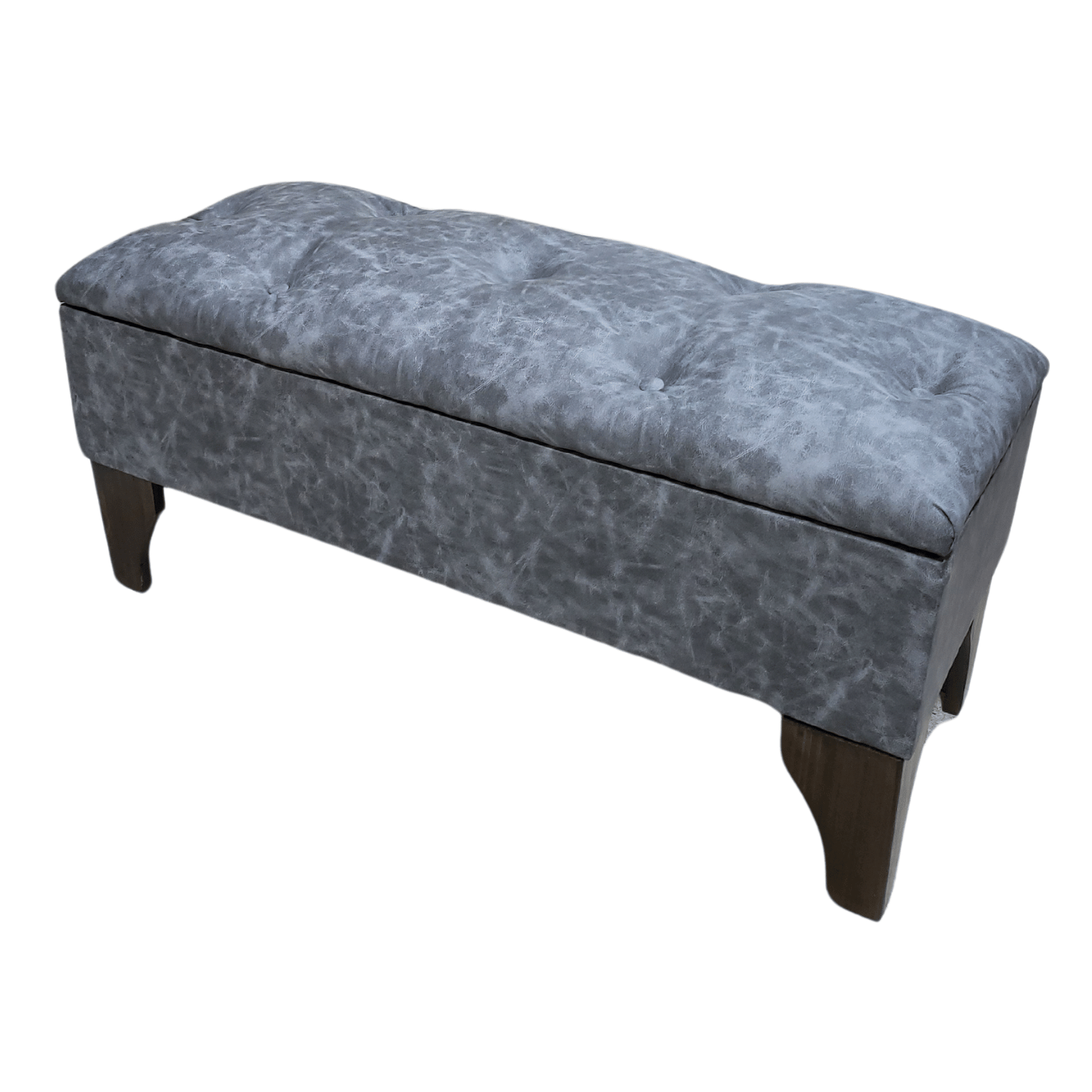 BANQUETA MUEBLES RIMAR BAUL BOTONE GRIS MARMOLEADO ECO CUERO 105X40X45X20 - 3