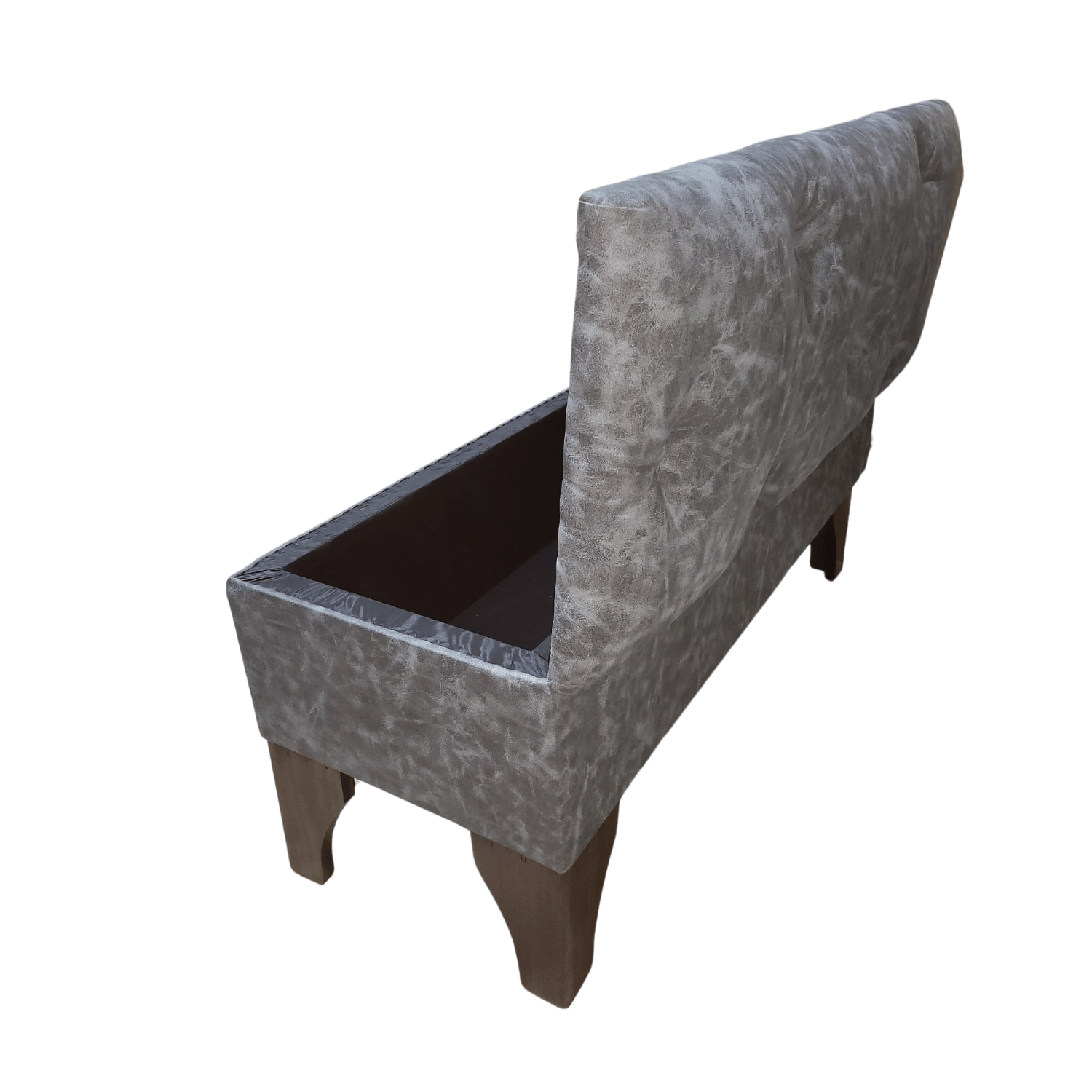 BANQUETA MUEBLES RIMAR BAUL BOTONE GRIS MARMOLEADO ECO CUERO 105X40X45X20 - 4