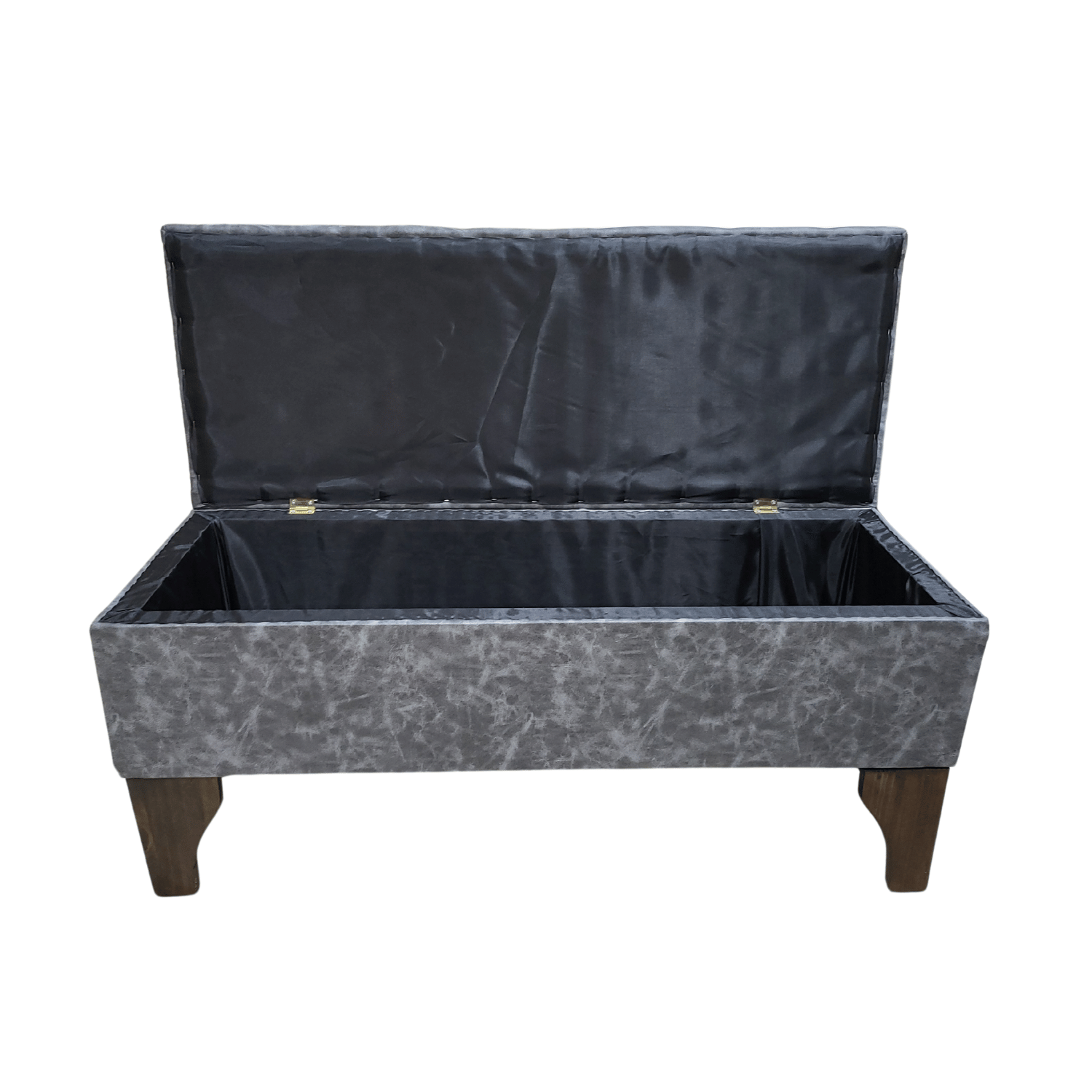 BANQUETA MUEBLES RIMAR BAUL BOTONE GRIS MARMOLEADO ECO CUERO 105X40X45X20 - 5