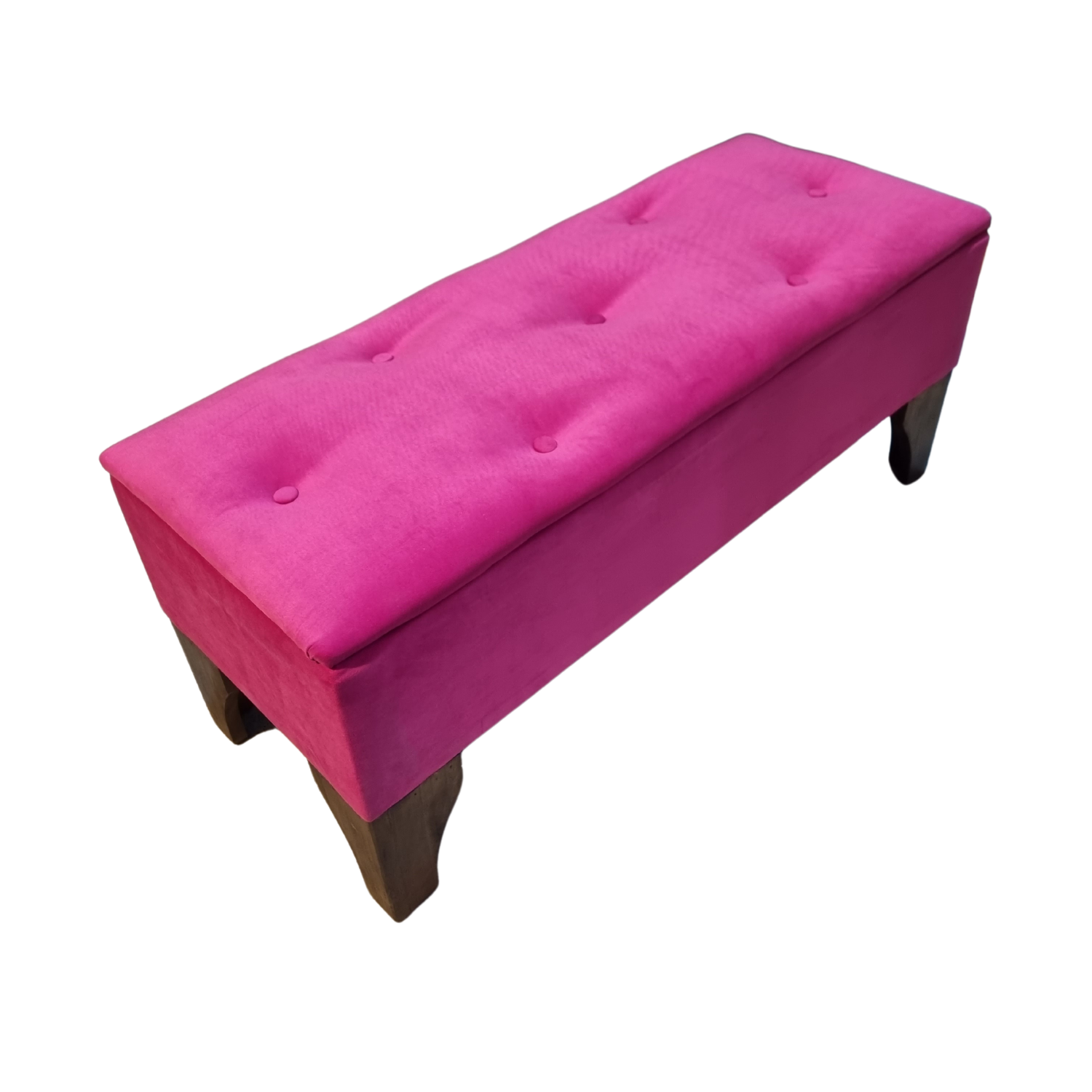 BANQUETA MUEBLES RIMAR BAUL BOTONE FUCSIA FELPA 105X40X45X20 - 2