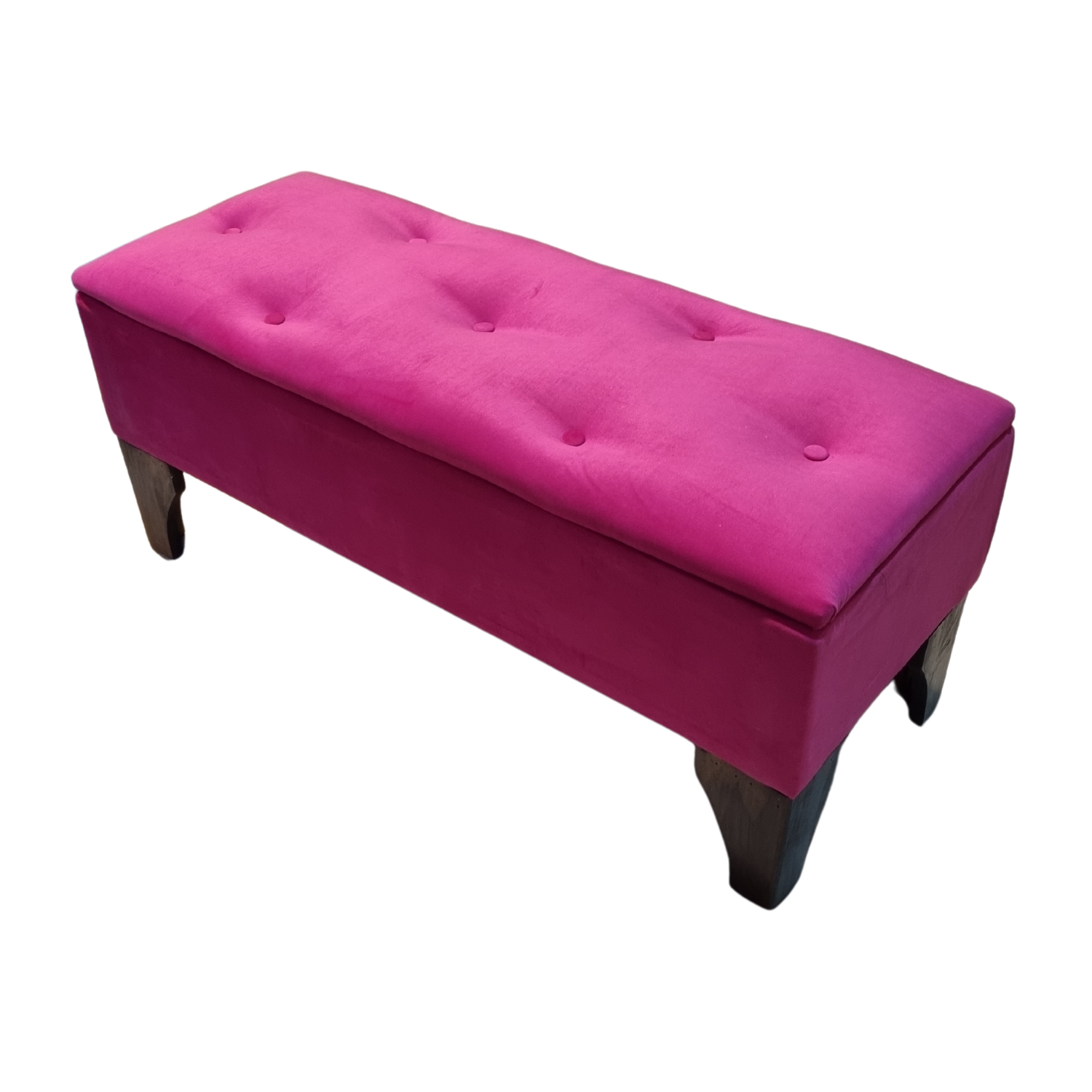BANQUETA MUEBLES RIMAR BAUL BOTONE FUCSIA FELPA 105X40X45X20 - 3