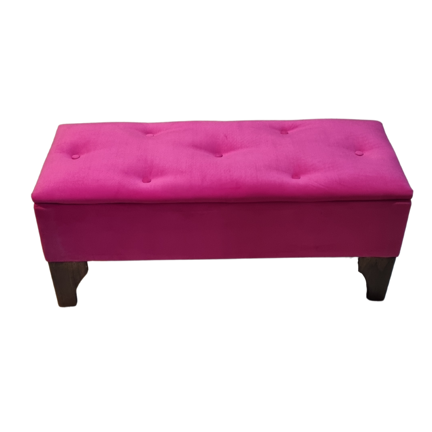 BANQUETA MUEBLES RIMAR BAUL BOTONE FUCSIA FELPA 105X40X45X20 - 5