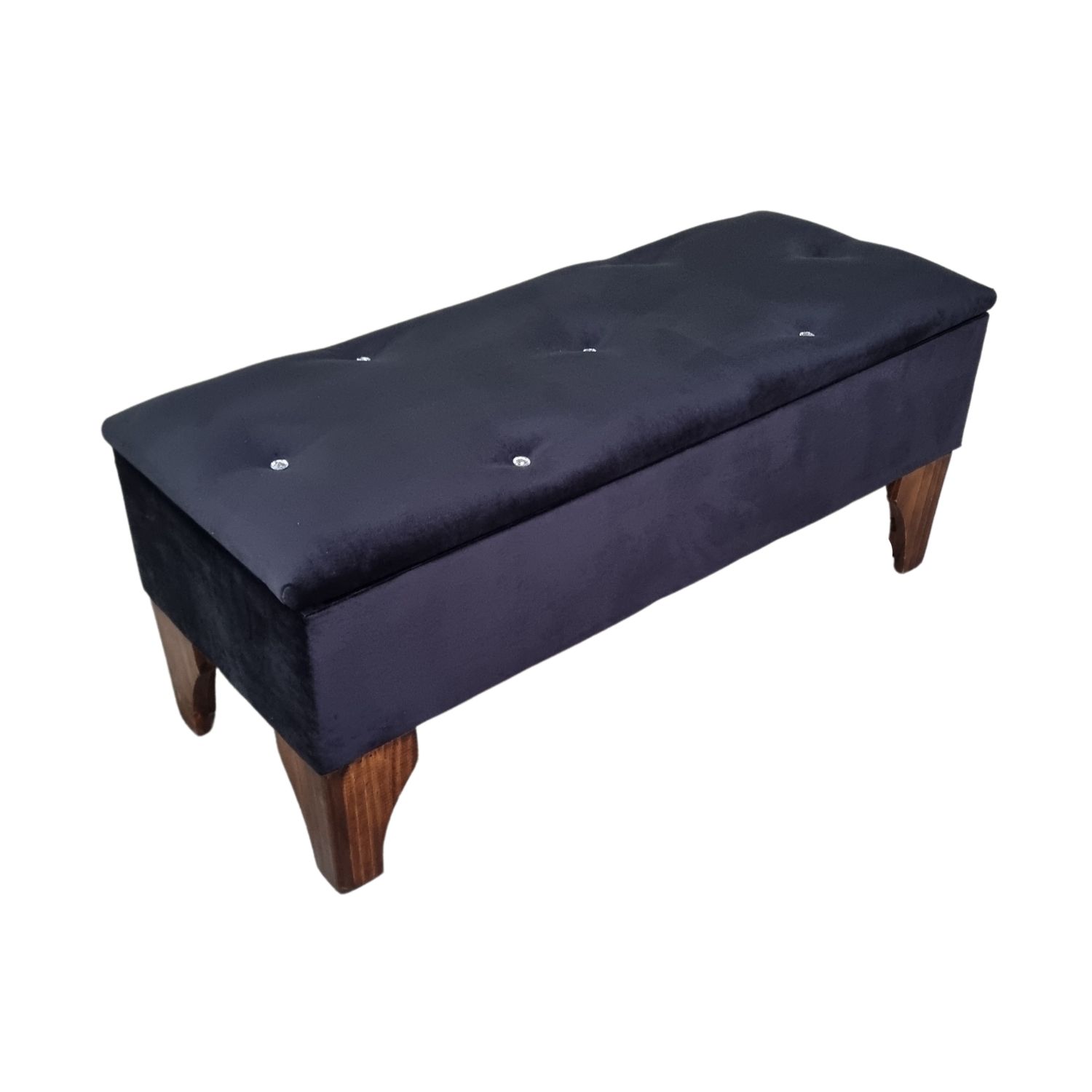 BANQUETA MUEBLES RIMAR BAUL DIAMANTE NEGRO FELPA 105X40X45X20 - 2