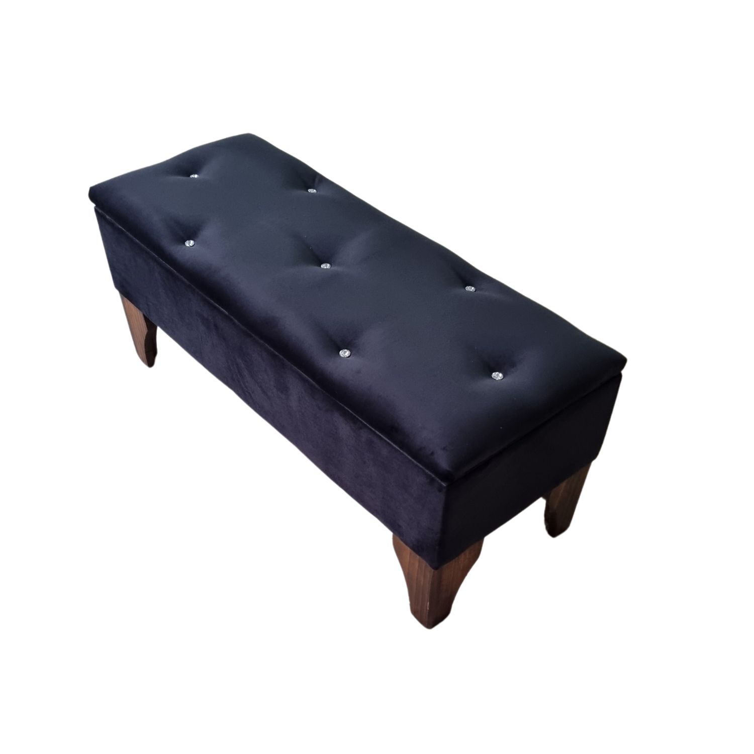 BANQUETA MUEBLES RIMAR BAUL DIAMANTE NEGRO FELPA 105X40X45X20 - 3