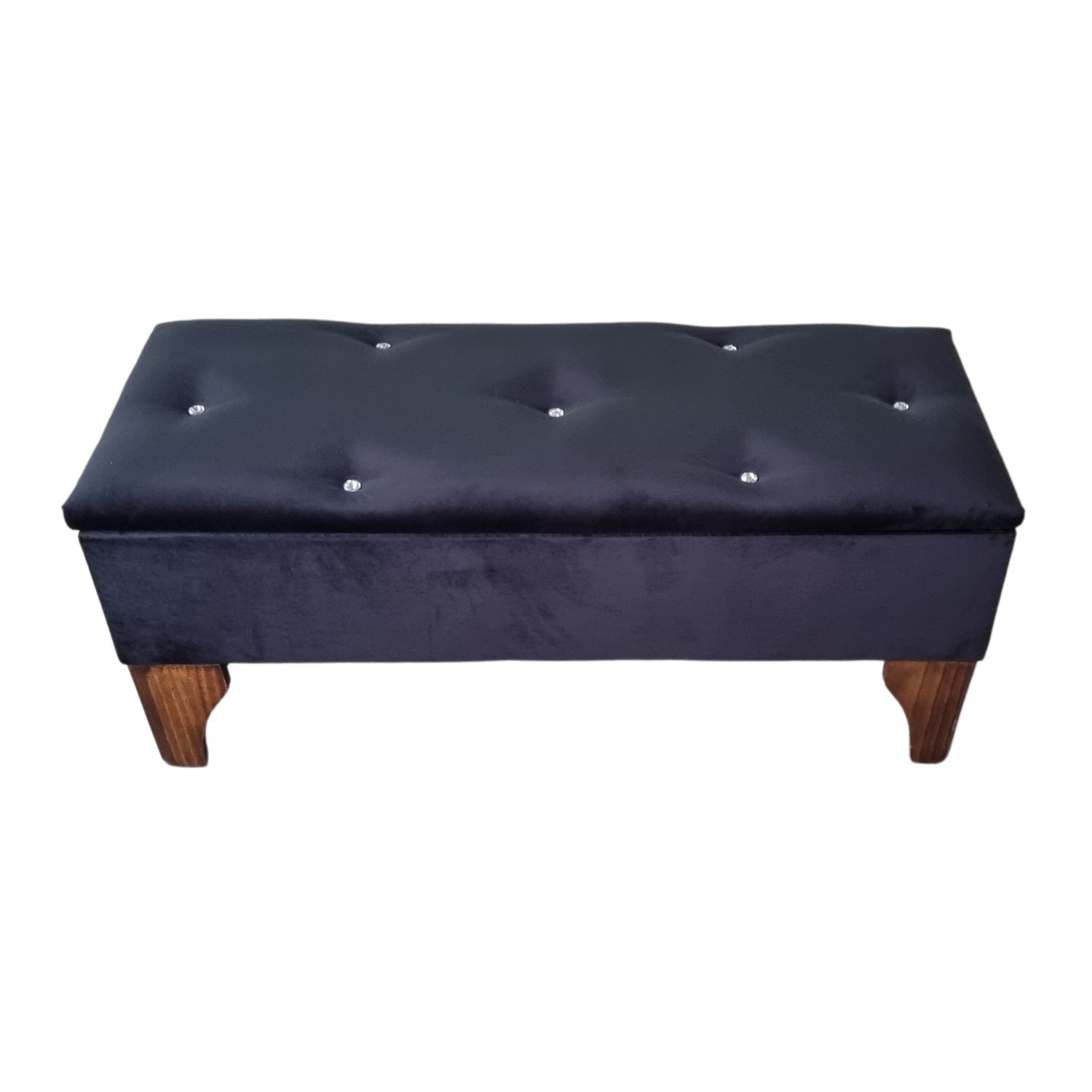 BANQUETA MUEBLES RIMAR BAUL DIAMANTE NEGRO FELPA 105X40X45X20 - 4