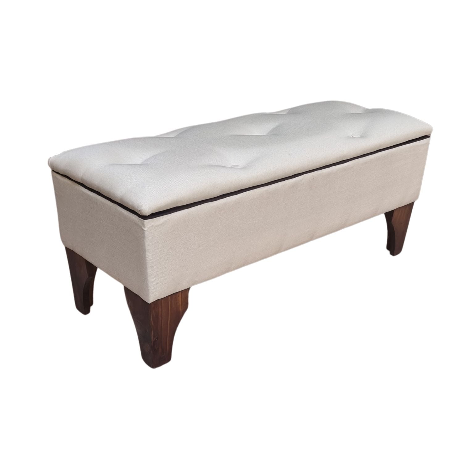 BANQUETA MUEBLES RIMAR BAUL BOTONE CRUDO LINO 105X40X45X20 - 2