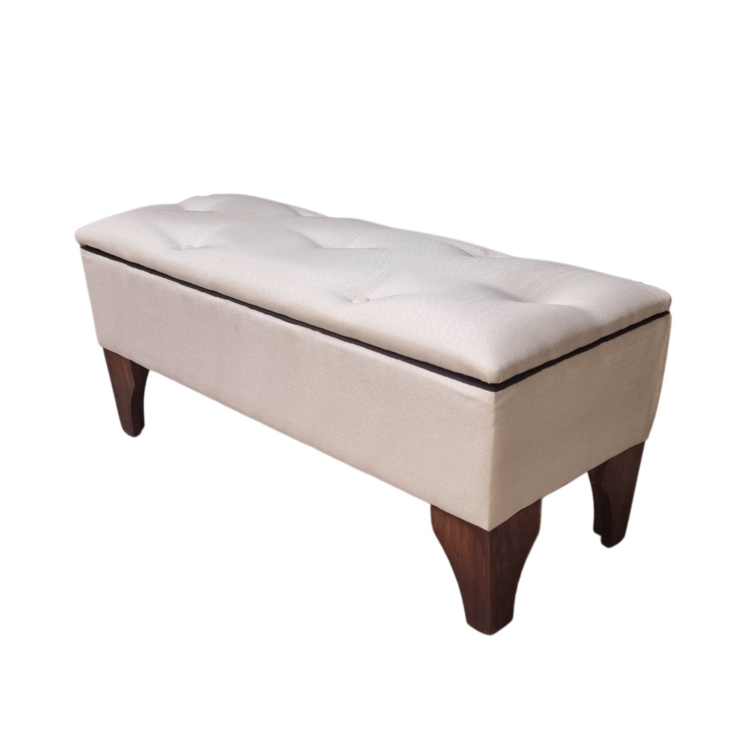 BANQUETA MUEBLES RIMAR BAUL BOTONE CRUDO LINO 105X40X45X20 - 3