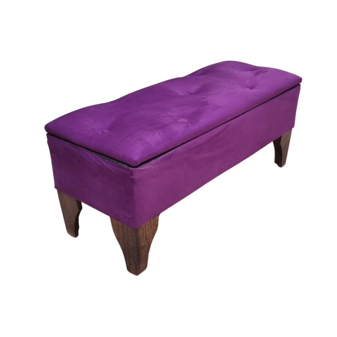 BANQUETA MUEBLES RIMAR BAUL BOTONE MORADO FELPA 105X40X45X20 - 2