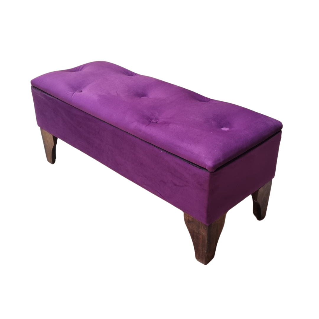 BANQUETA MUEBLES RIMAR BAUL BOTONE MORADO FELPA 105X40X45X20 - 3