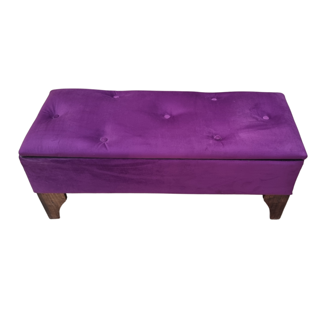 BANQUETA MUEBLES RIMAR BAUL BOTONE MORADO FELPA 105X40X45X20 - 4