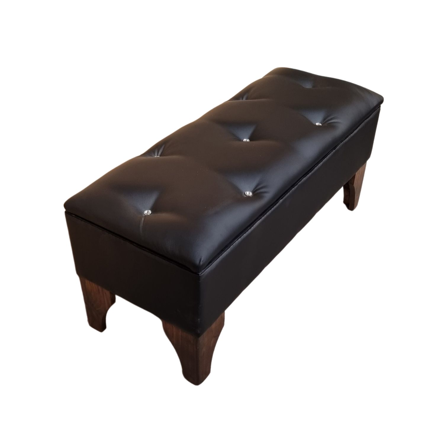 BANQUETA MUEBLES RIMAR BAUL DIAMANTE NEGRO ECO CUERO 105X40X45X20 - 2